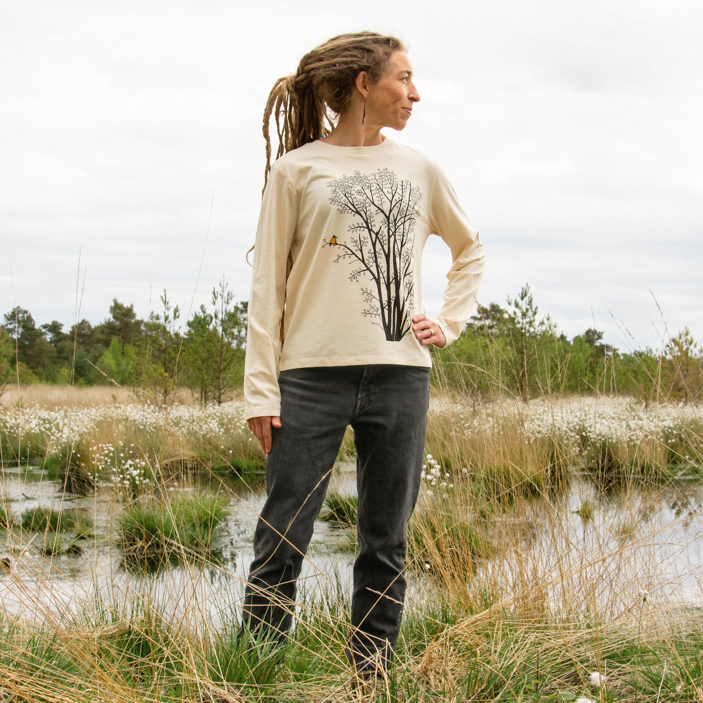 Erle mit Elster Langarmshirt in natural raw XS-XXL