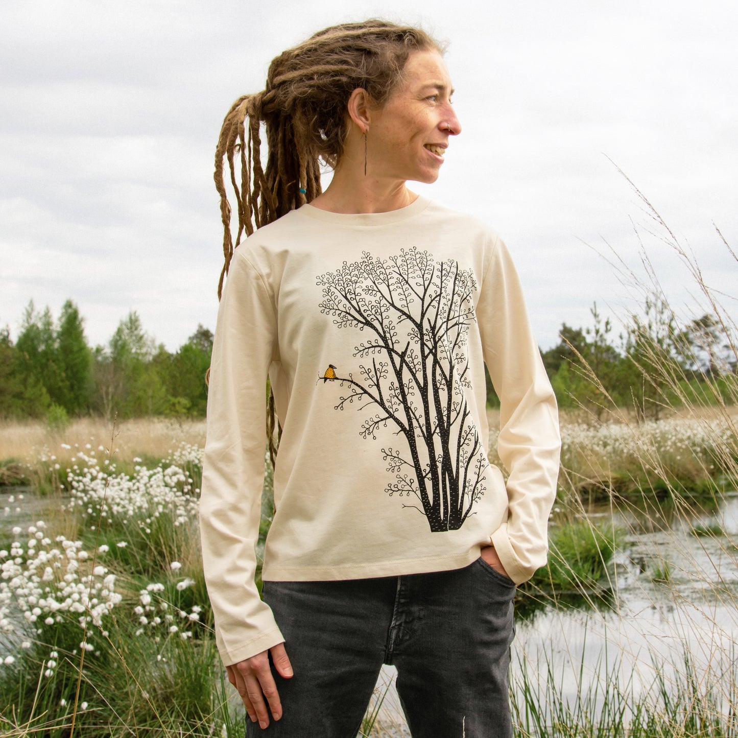 Erle mit Elster Langarmshirt in natural raw XS-XXL