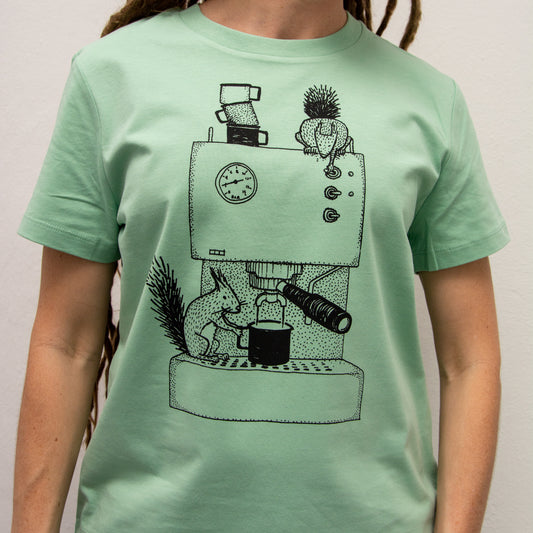 unikat Kaffeehörnchen T-Shirt in misty jade S, M