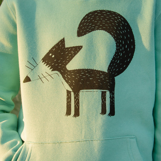 Franzi Fuchs hoodie in teal monstera 122-140