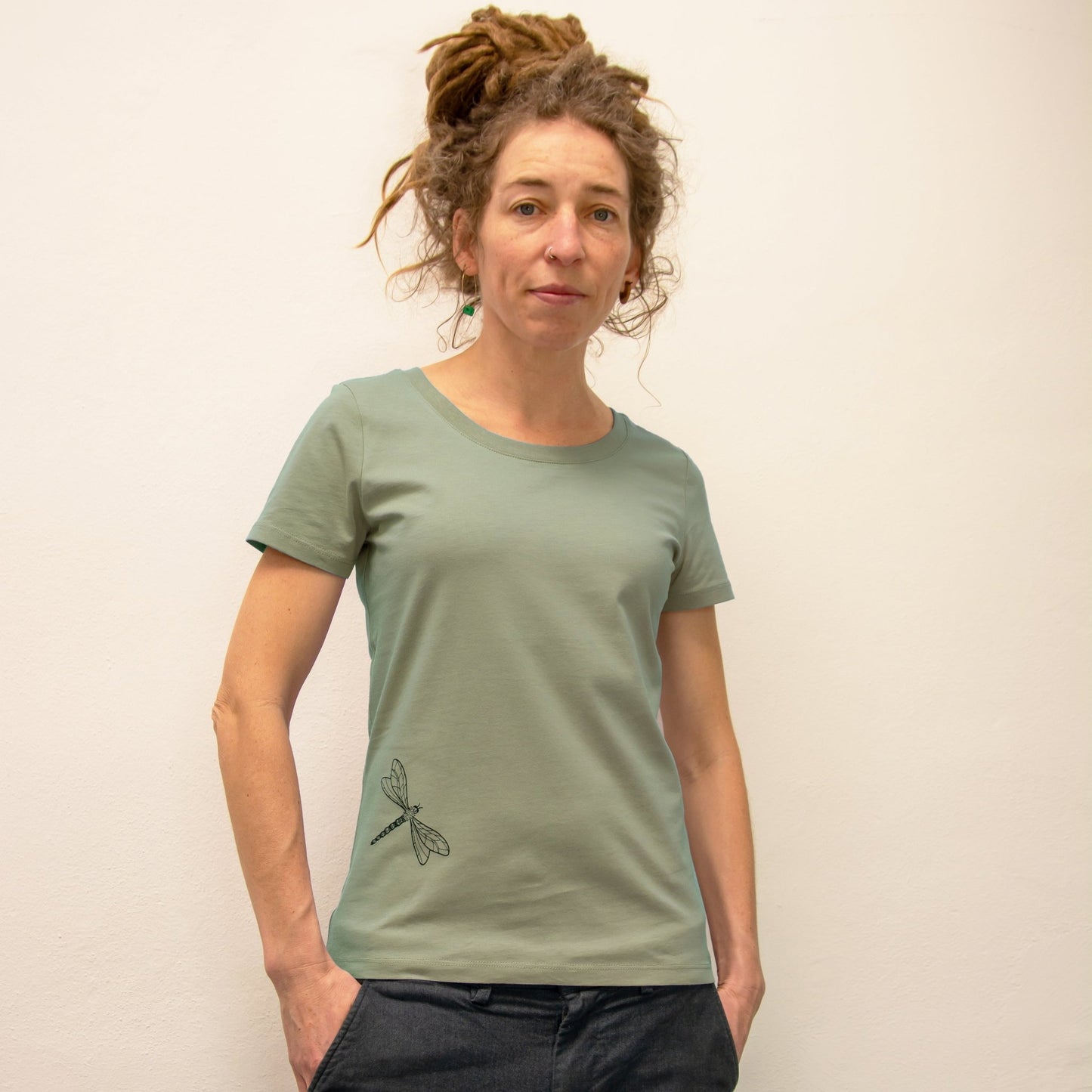 Basic Unique - 2er Pack Damen T-Shirts Blume & Libelle