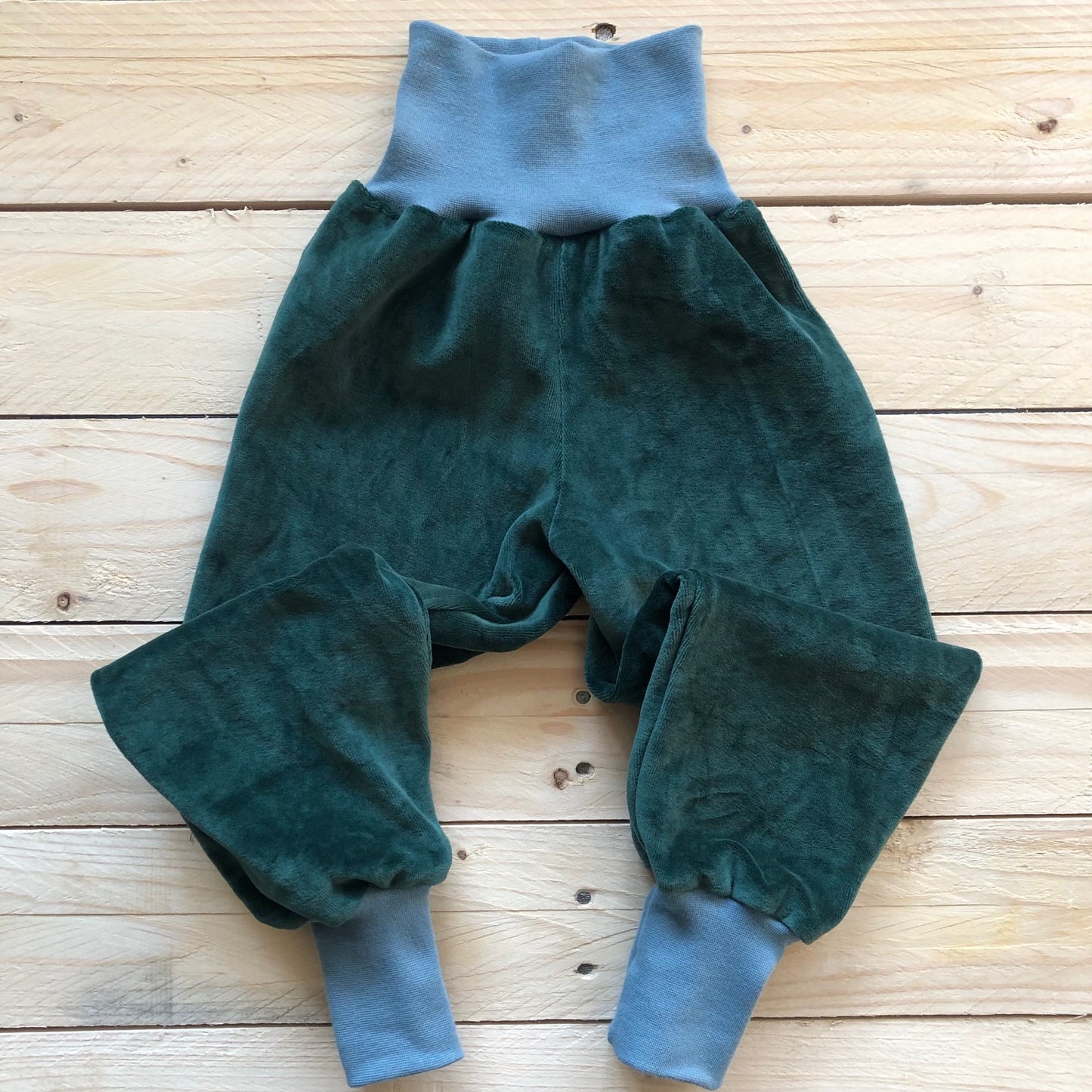 Kinder Nickihose in bottle green /dusty blue 92