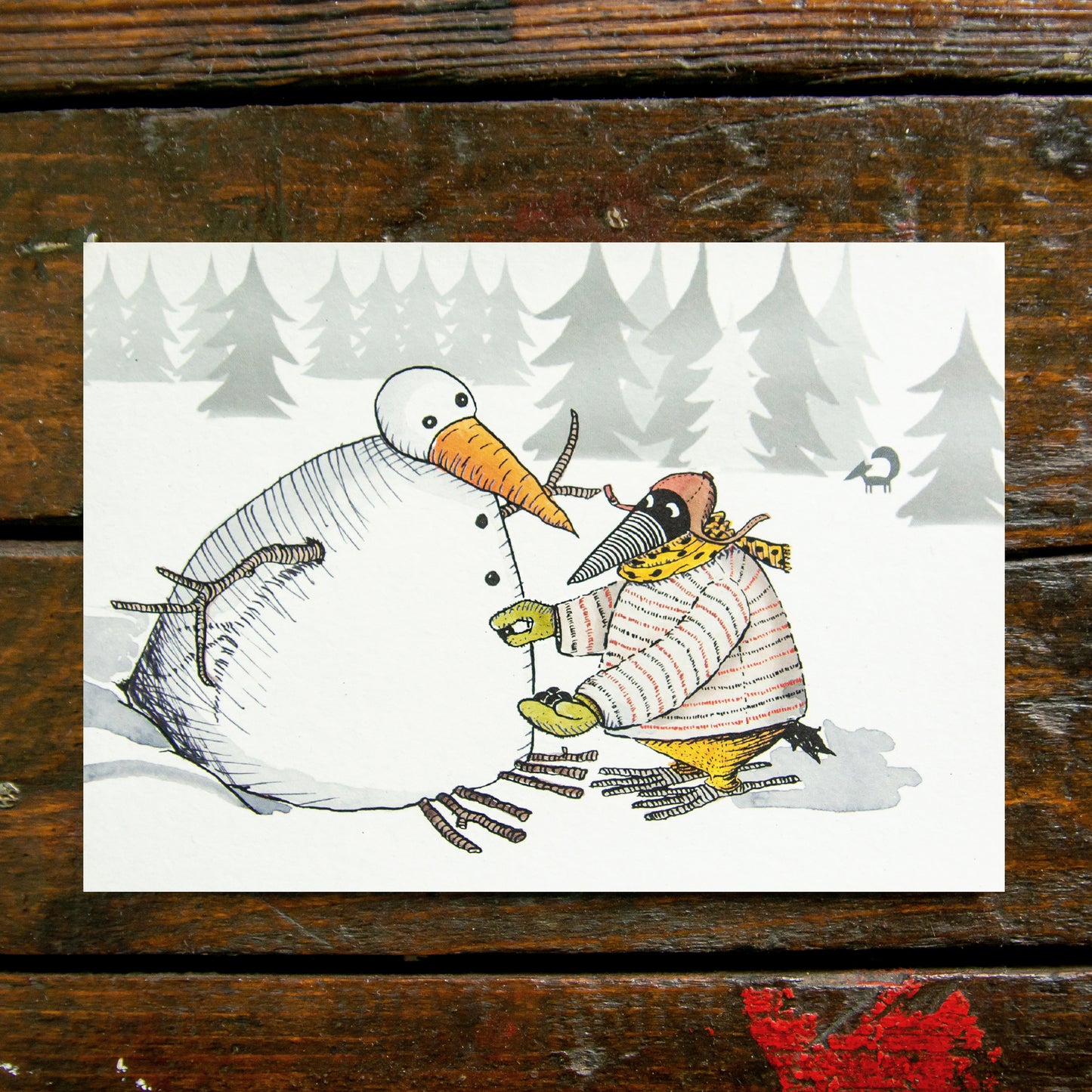 4 Weihnachtspostkarten mit Stig und Beata