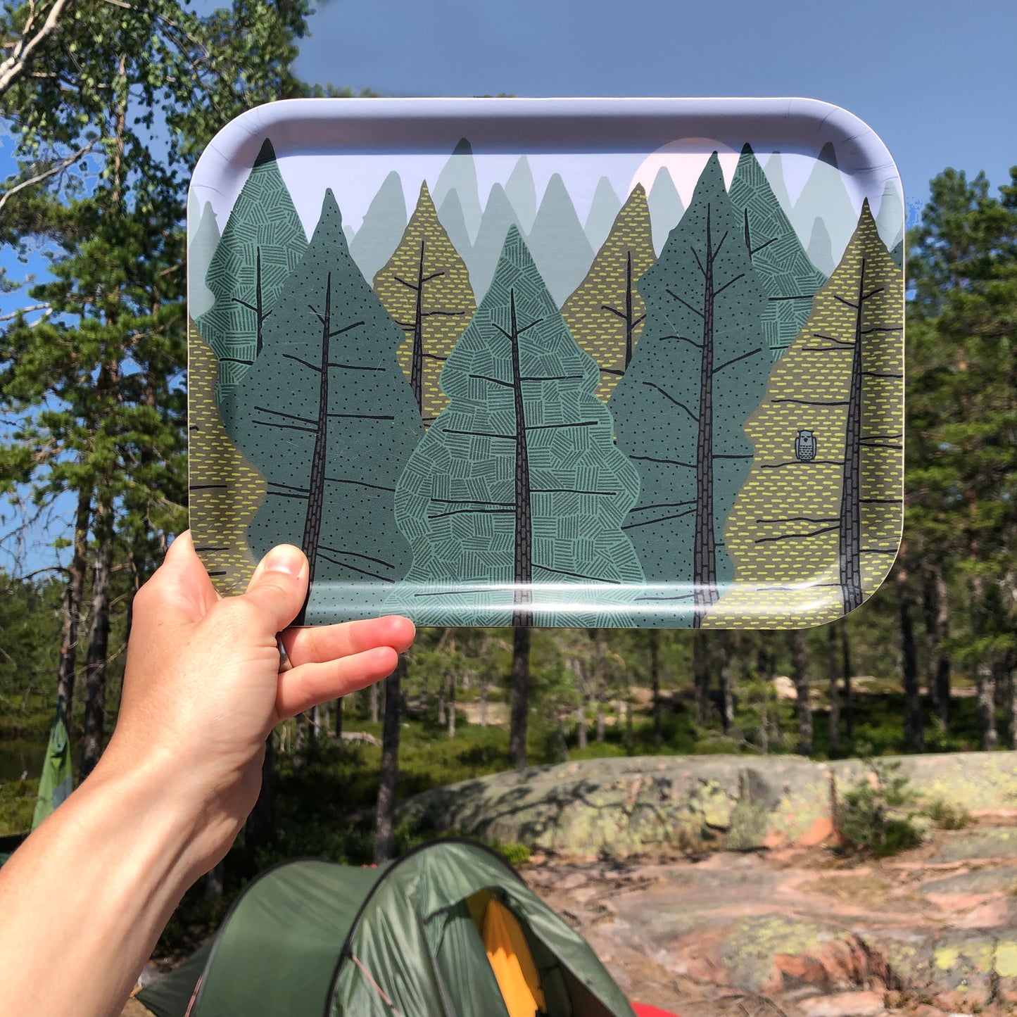 Waldboden & Baumwipfel, 2er Set kleine Tabletts 27x20cm