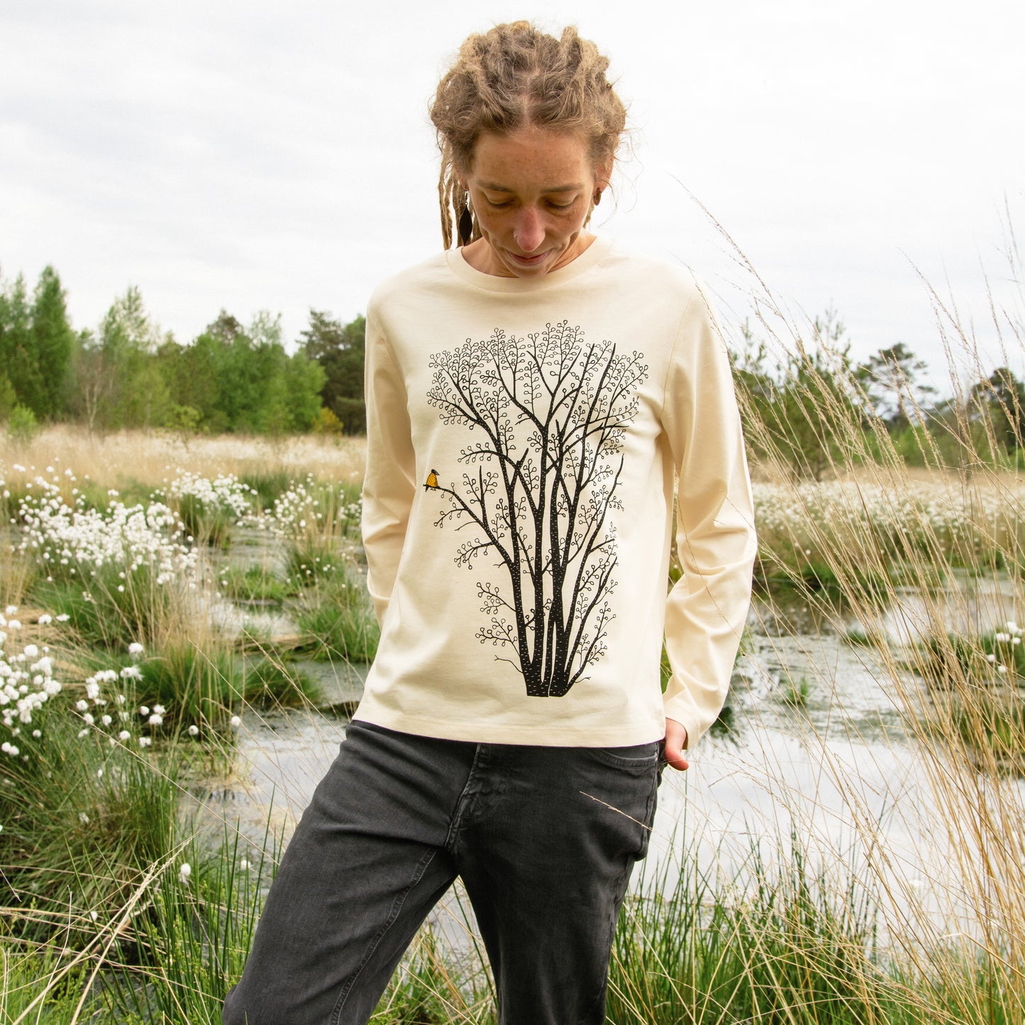 Erle mit Elster Langarmshirt in natural raw XS-XXL