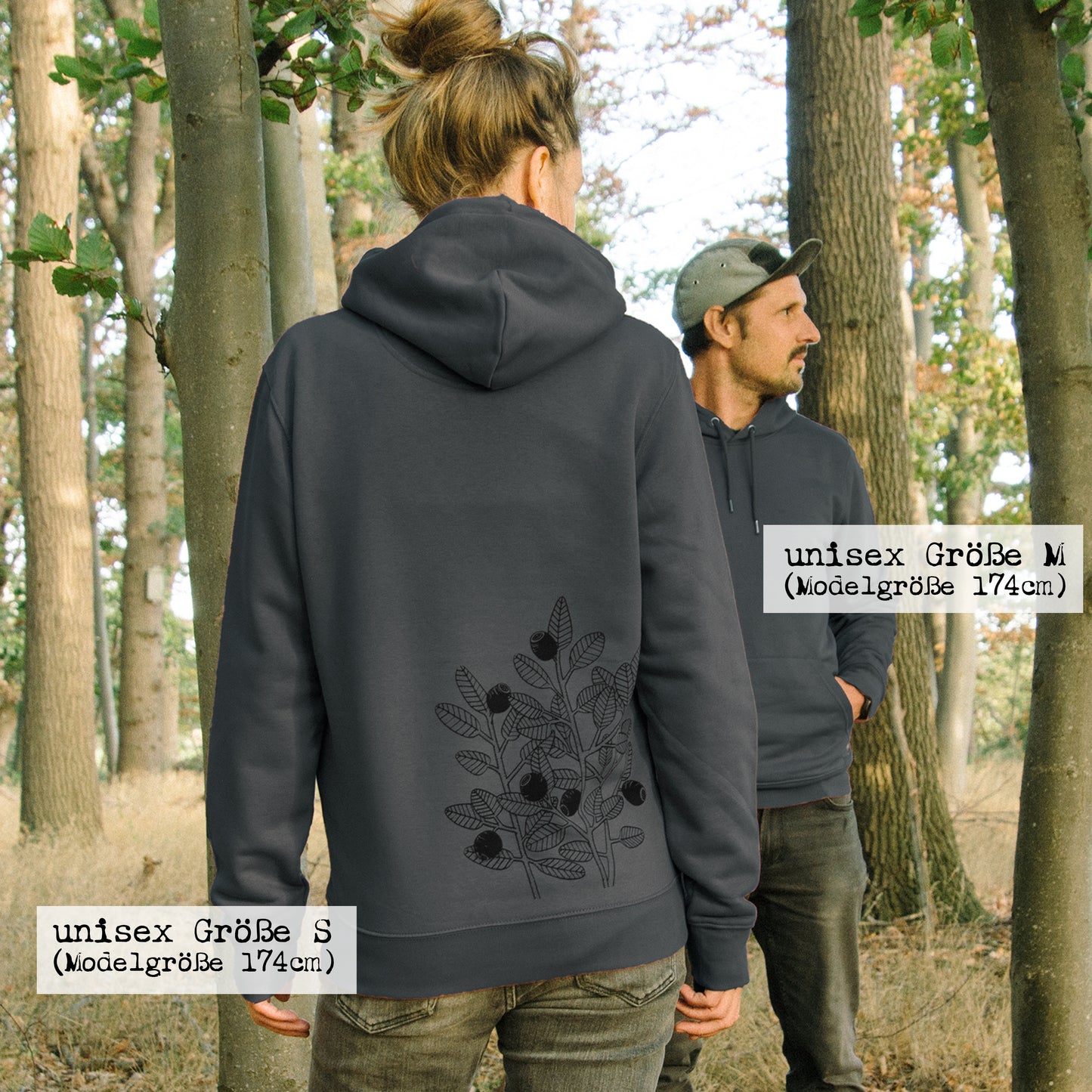 B-Ware Blaubeer Hoodie unisex in india ink grey L