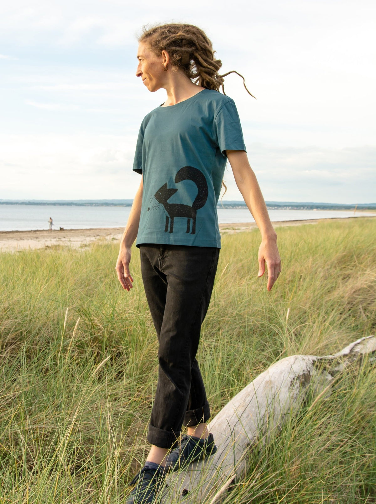 T-Shirt Fuchs Damen mit handbedrucktem Motiv