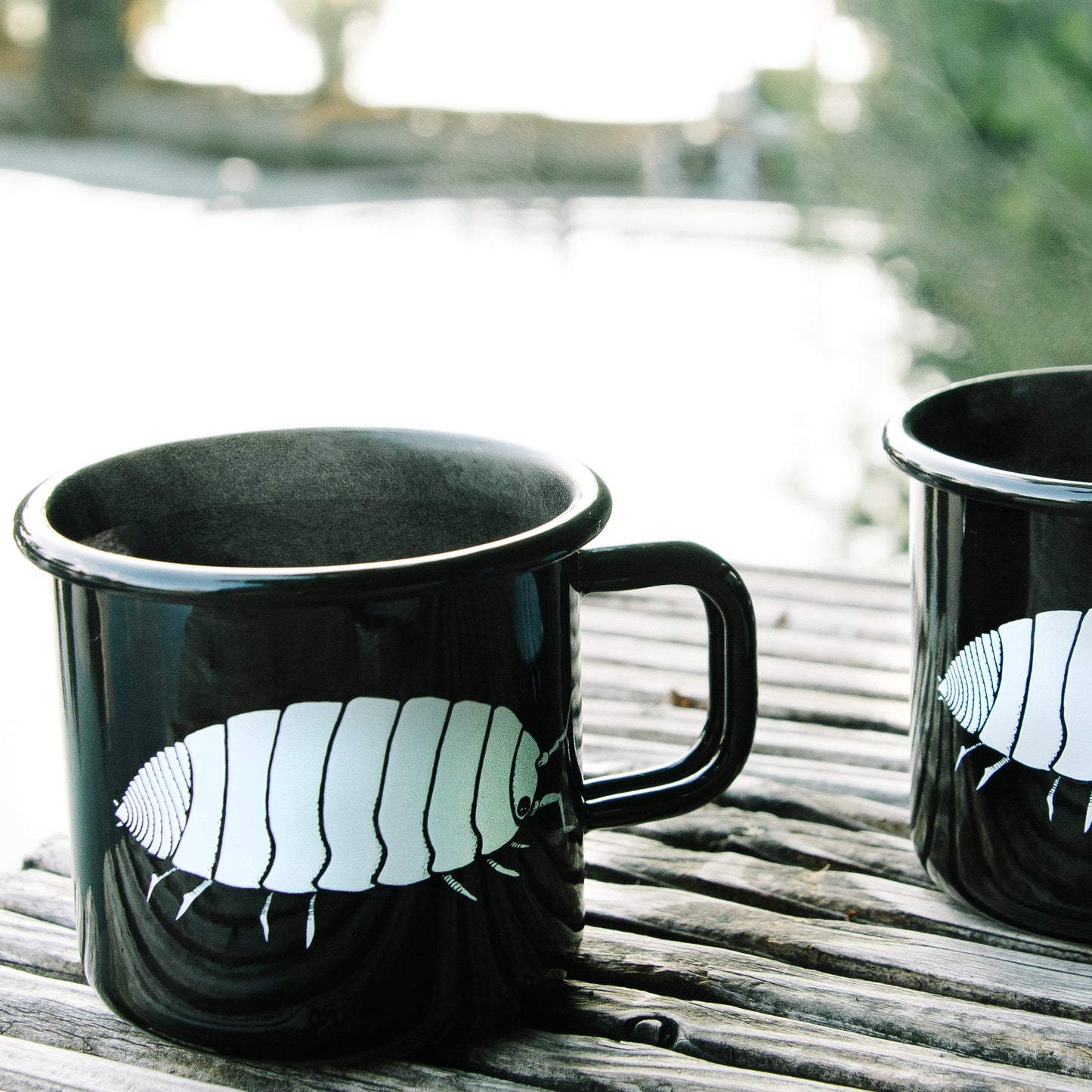 "Assel-Tassel" Emaille Tasse in schwarz