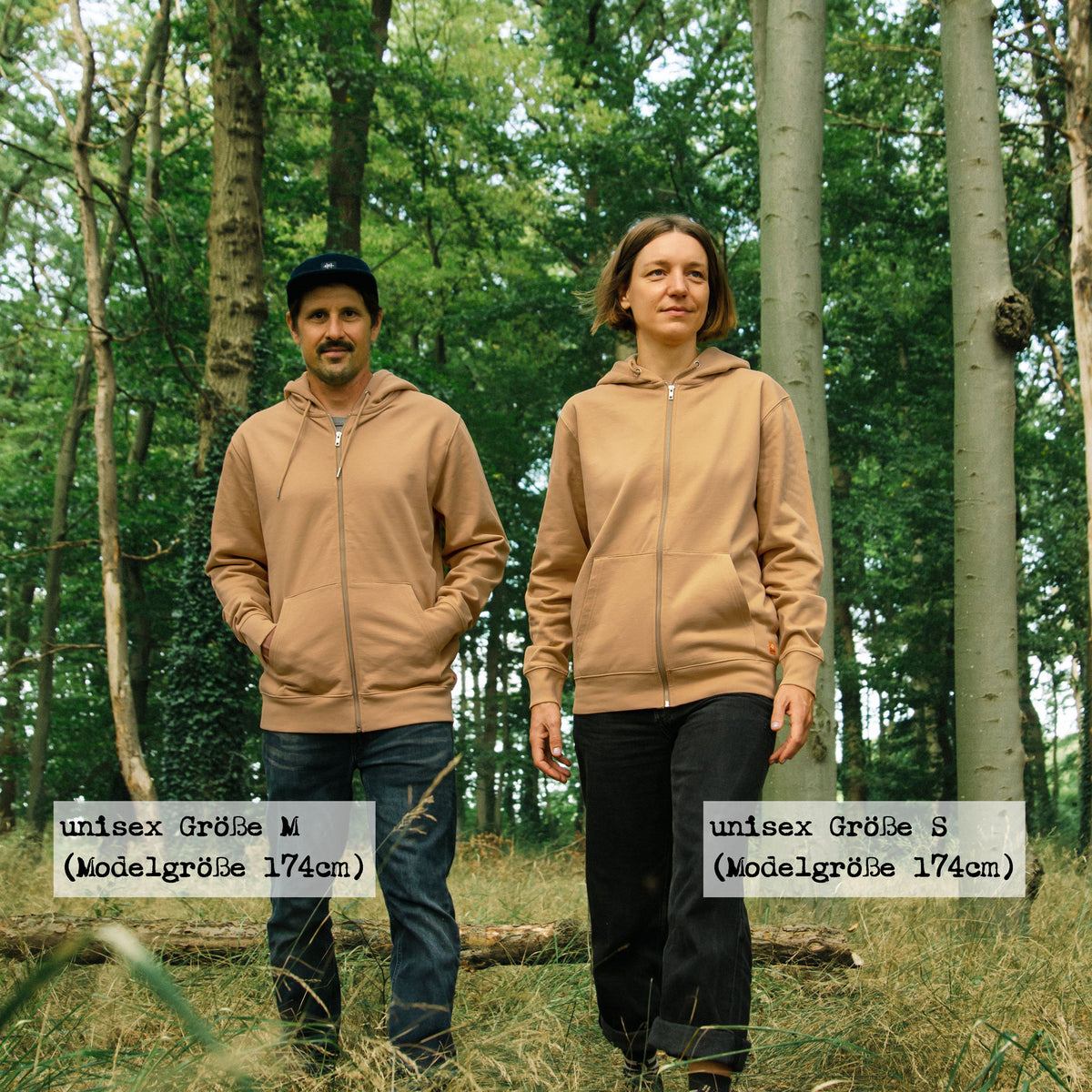 Kaffeehörnchen Kapuzenjacke unisex in latte XXS-XXL