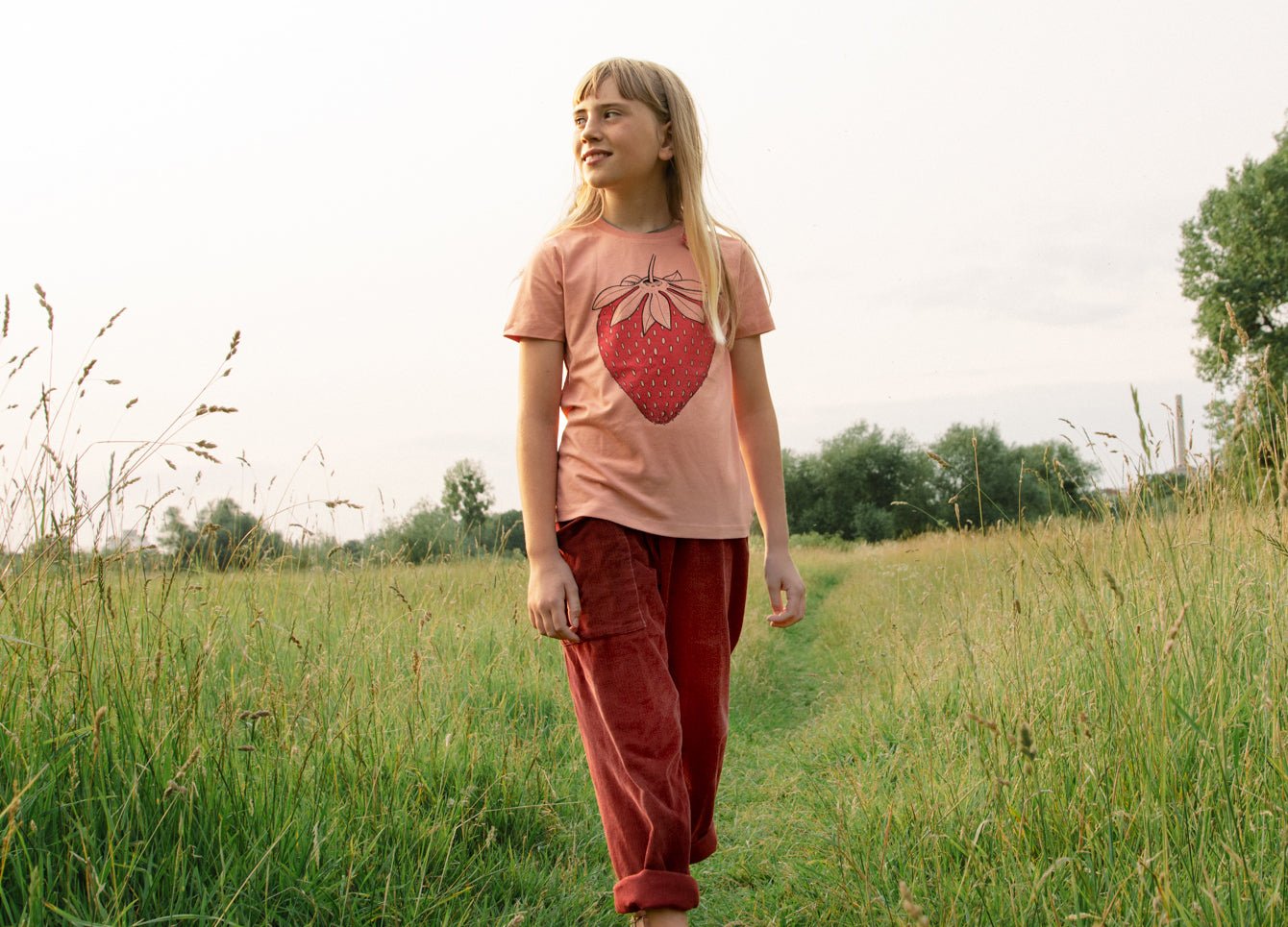 Erdbeer T-Shirt in rose clay 122-140