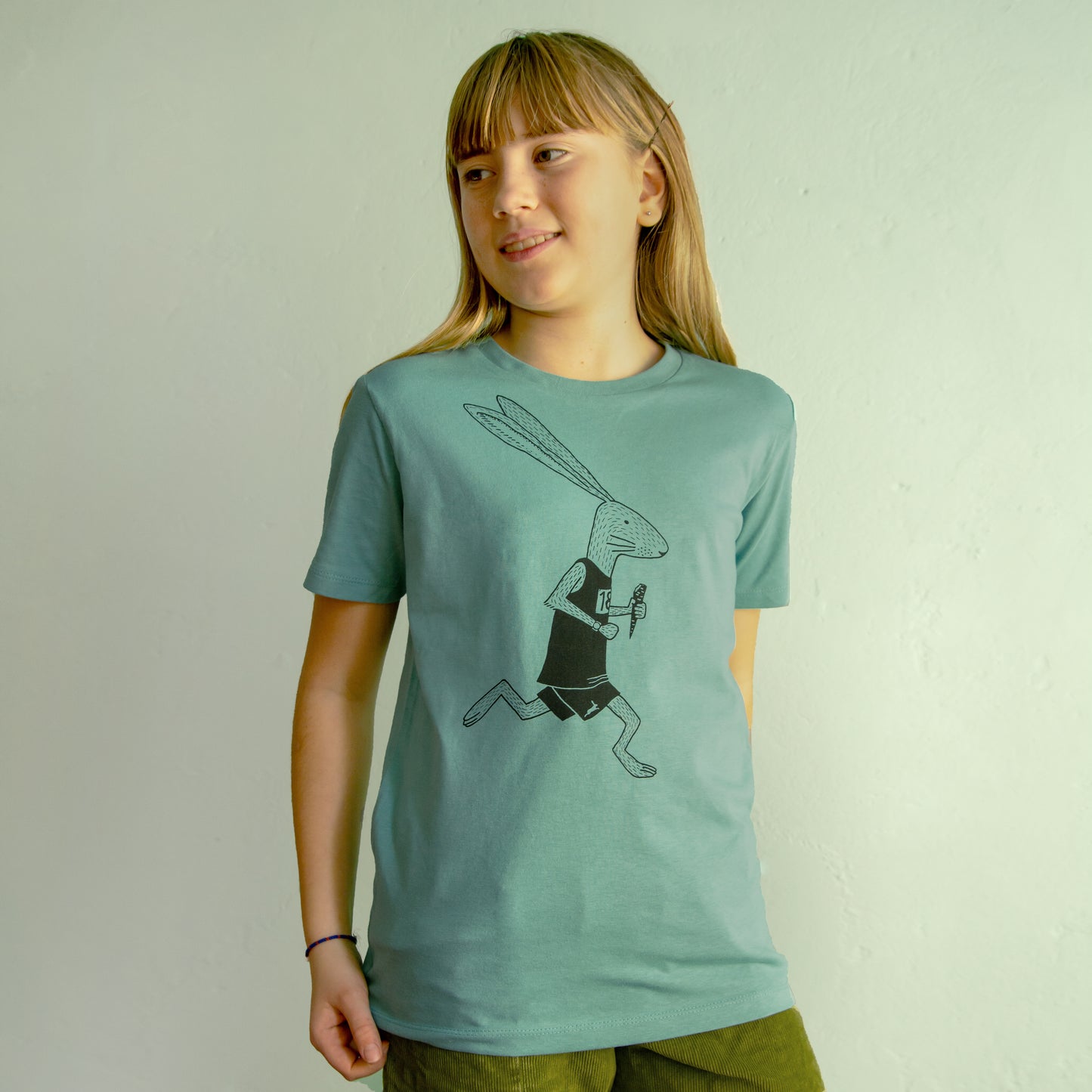 Laufhase T-Shirt in teal monstera