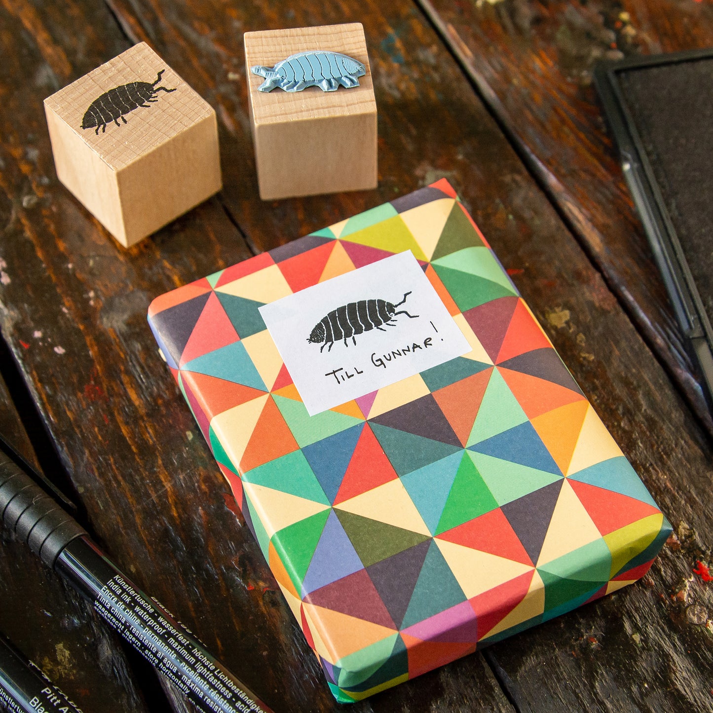 B-Ware Stempel 2er-Set aus Buchenholz Schnigel & Assel