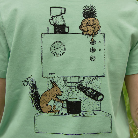 Kaffee-Hörnchen T-Shirt in misty jade XS-XXL