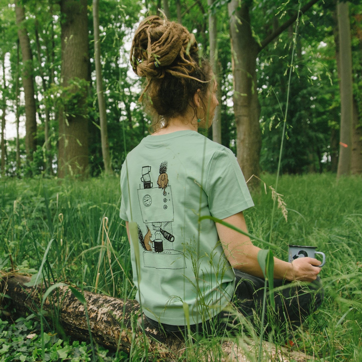 Kaffee-Hörnchen T-Shirt in misty jade XS-XXL