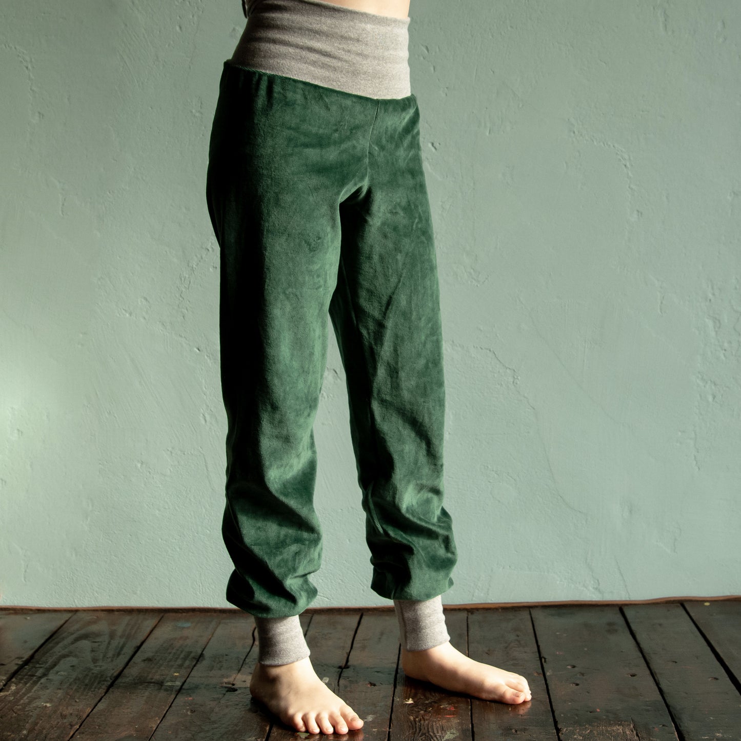Kinder Nickihose in bottle green / heather grey 110
