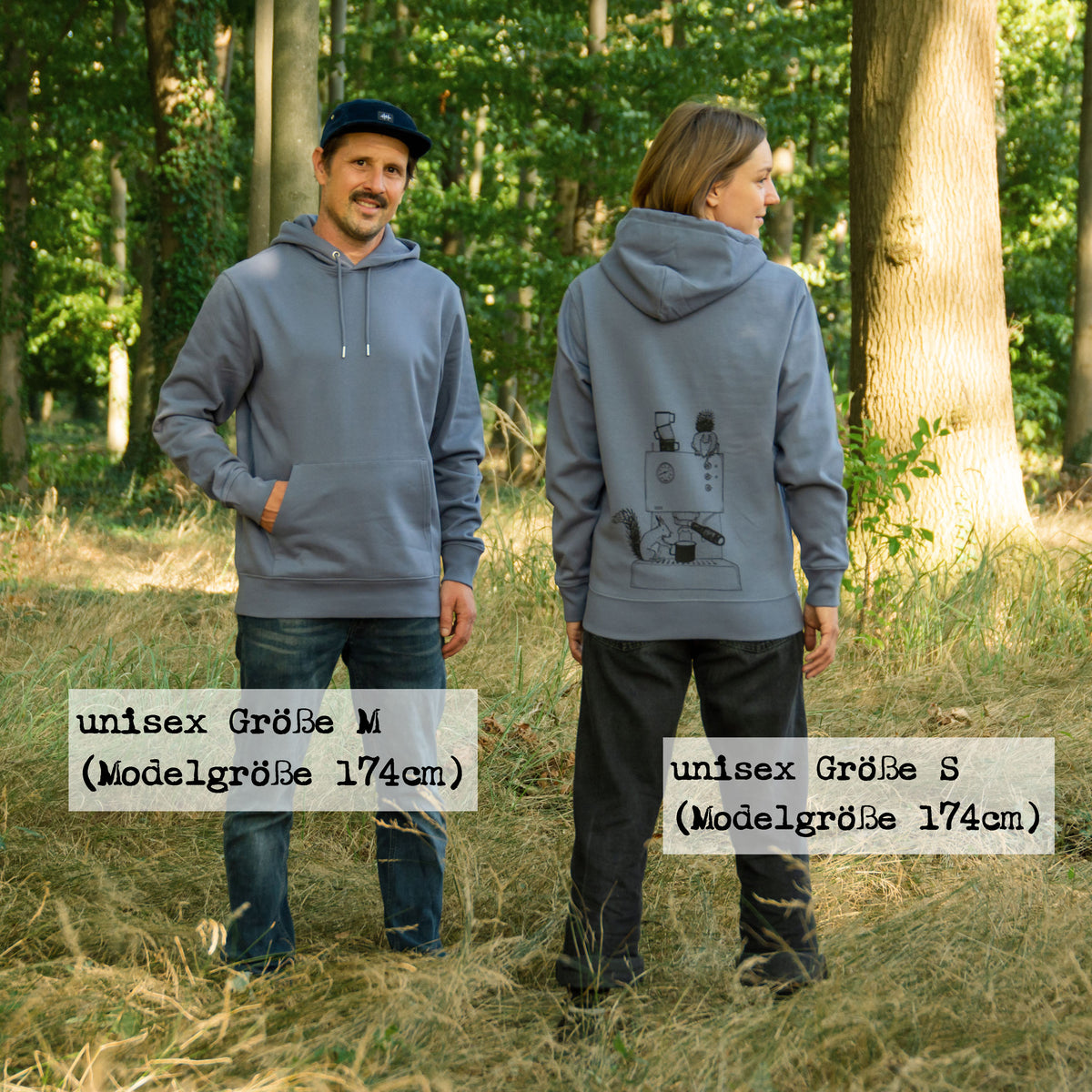 Kaffeehörnchen Hoodie unisex in blue grey XXS-XXL