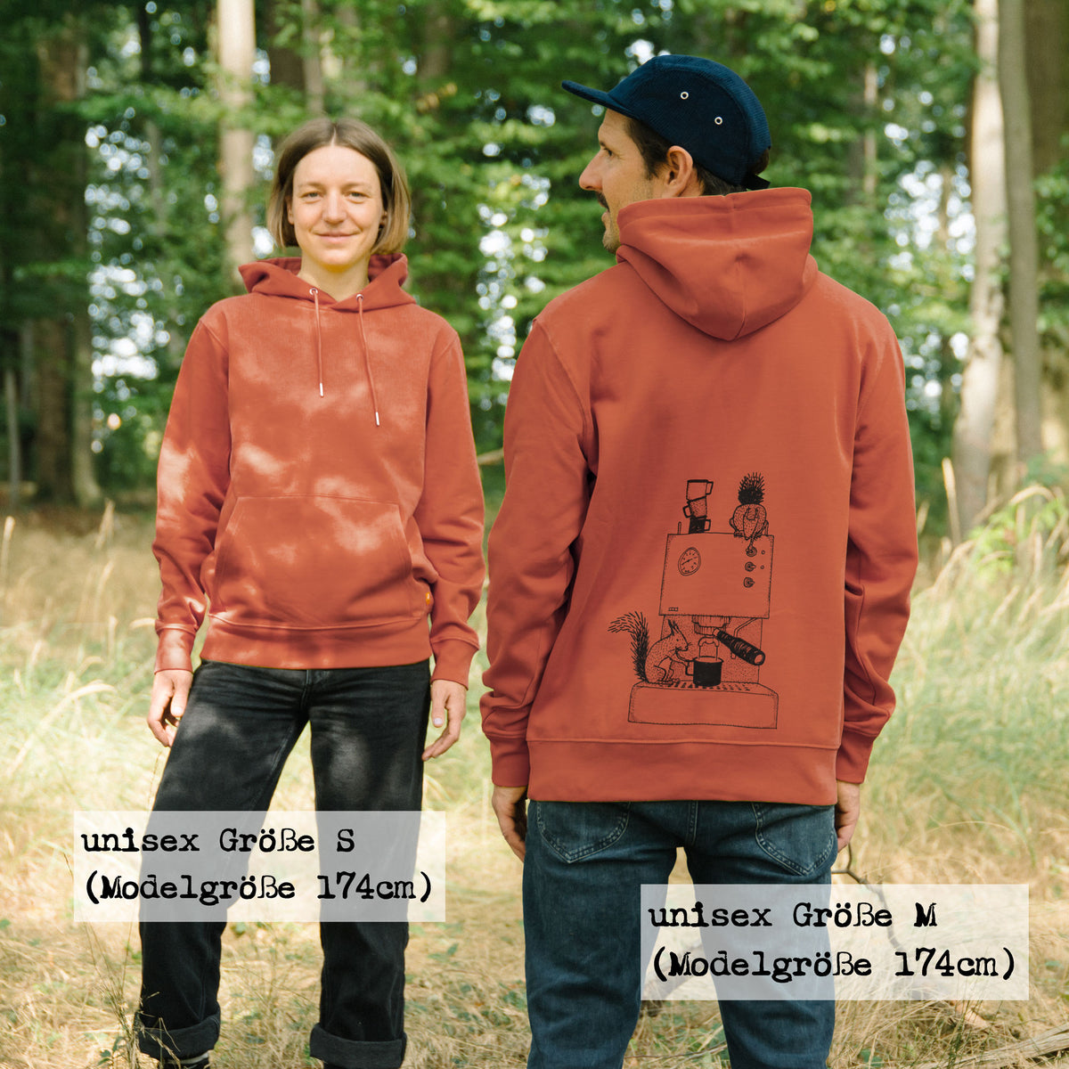 Kaffeehörnchen Hoodie unisex in earthy red XXS-XXL