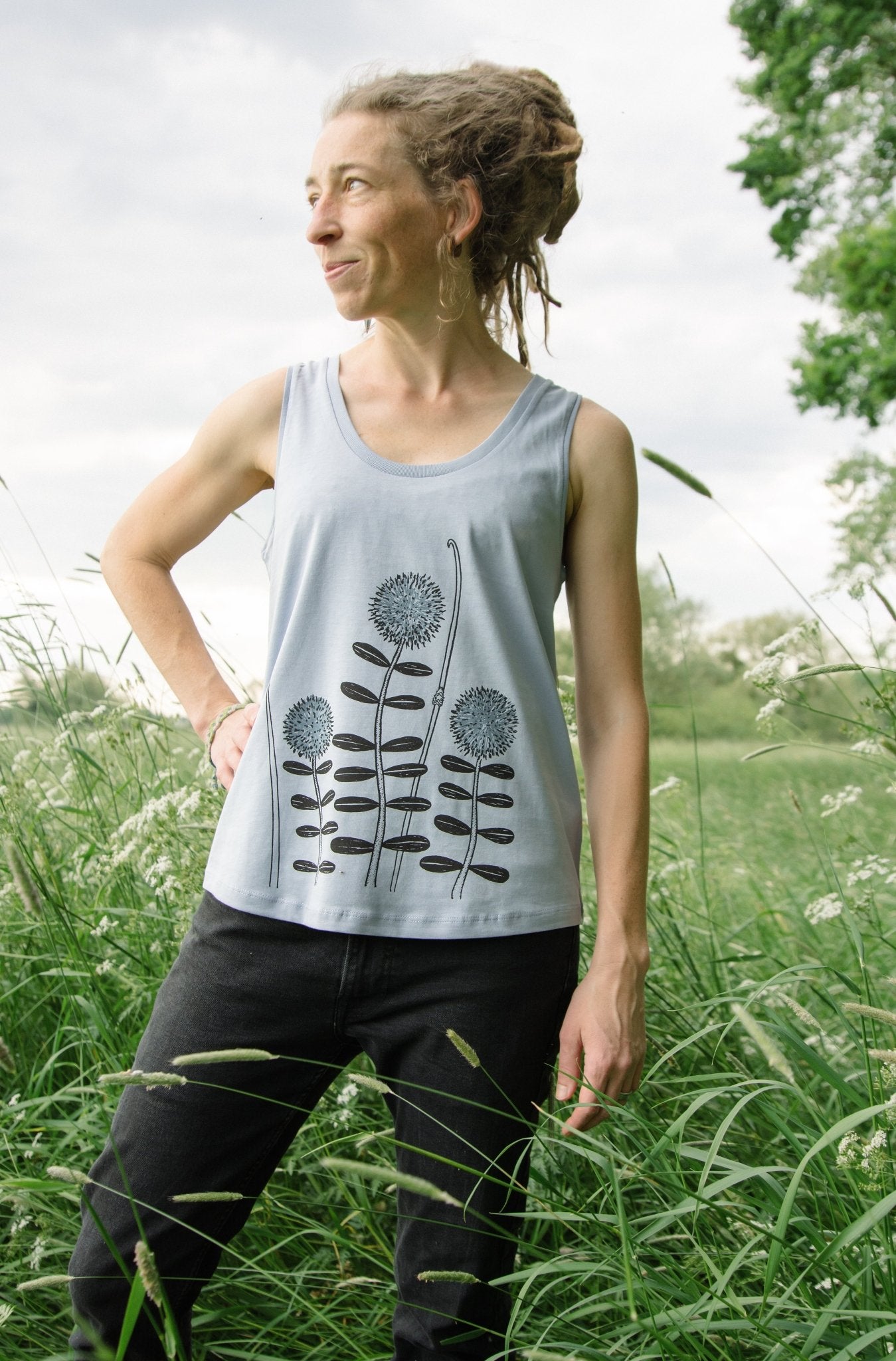 Waldblumen Tank-Top in serene blue XS-XL