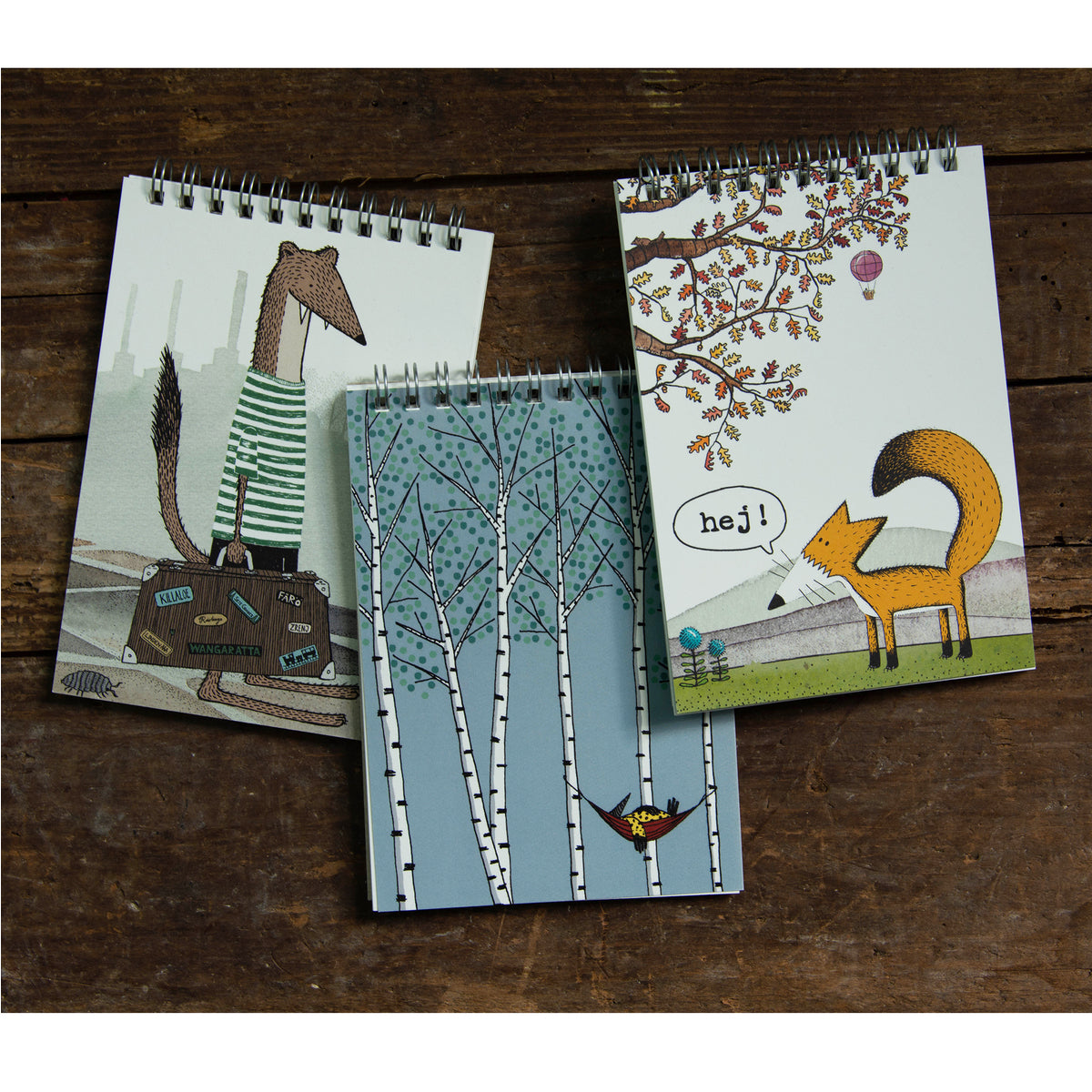 Notizblöcke mit Baum Tier Illustrationen Din A6