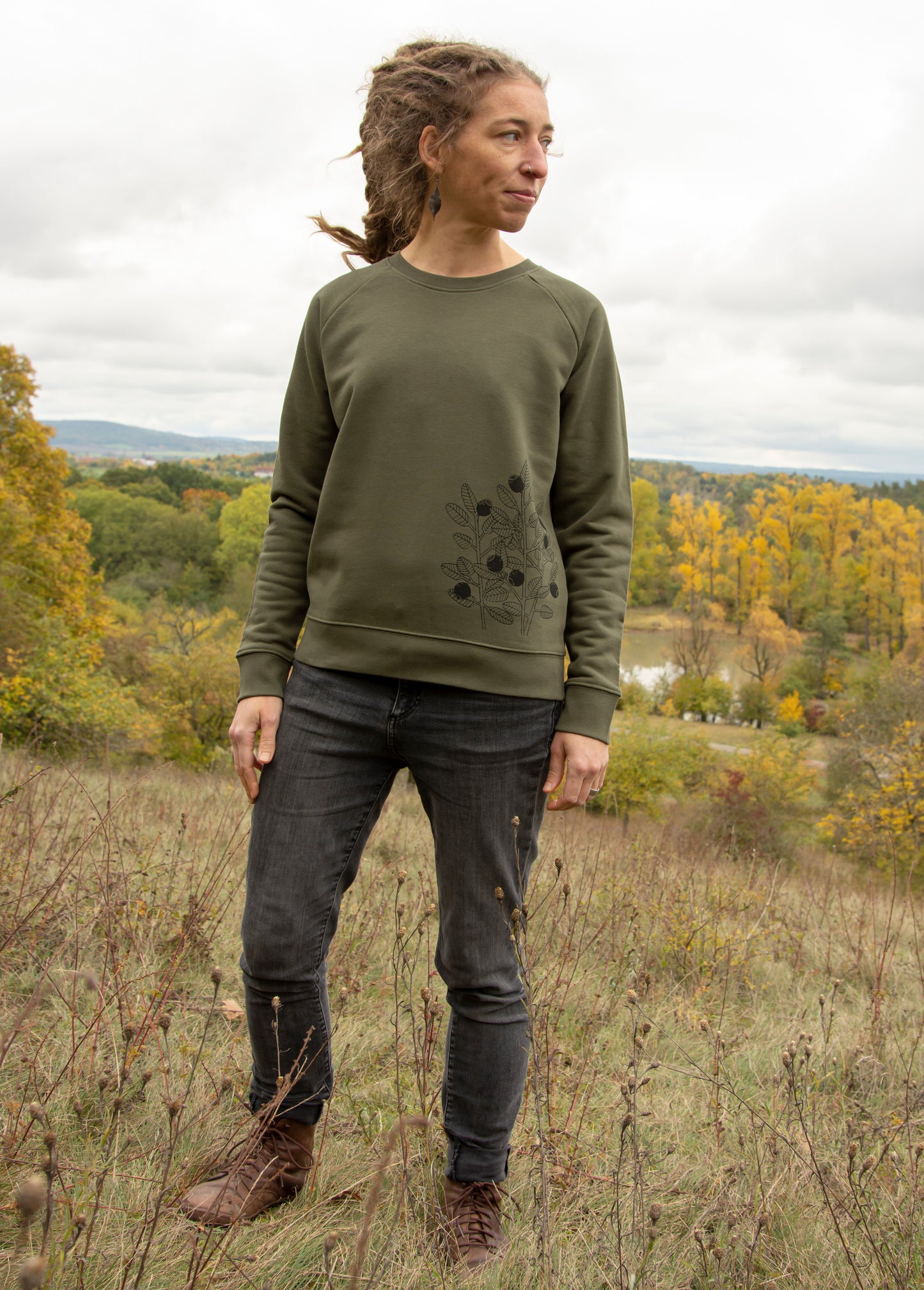 Blaubeer Pulli in Khaki M-XL