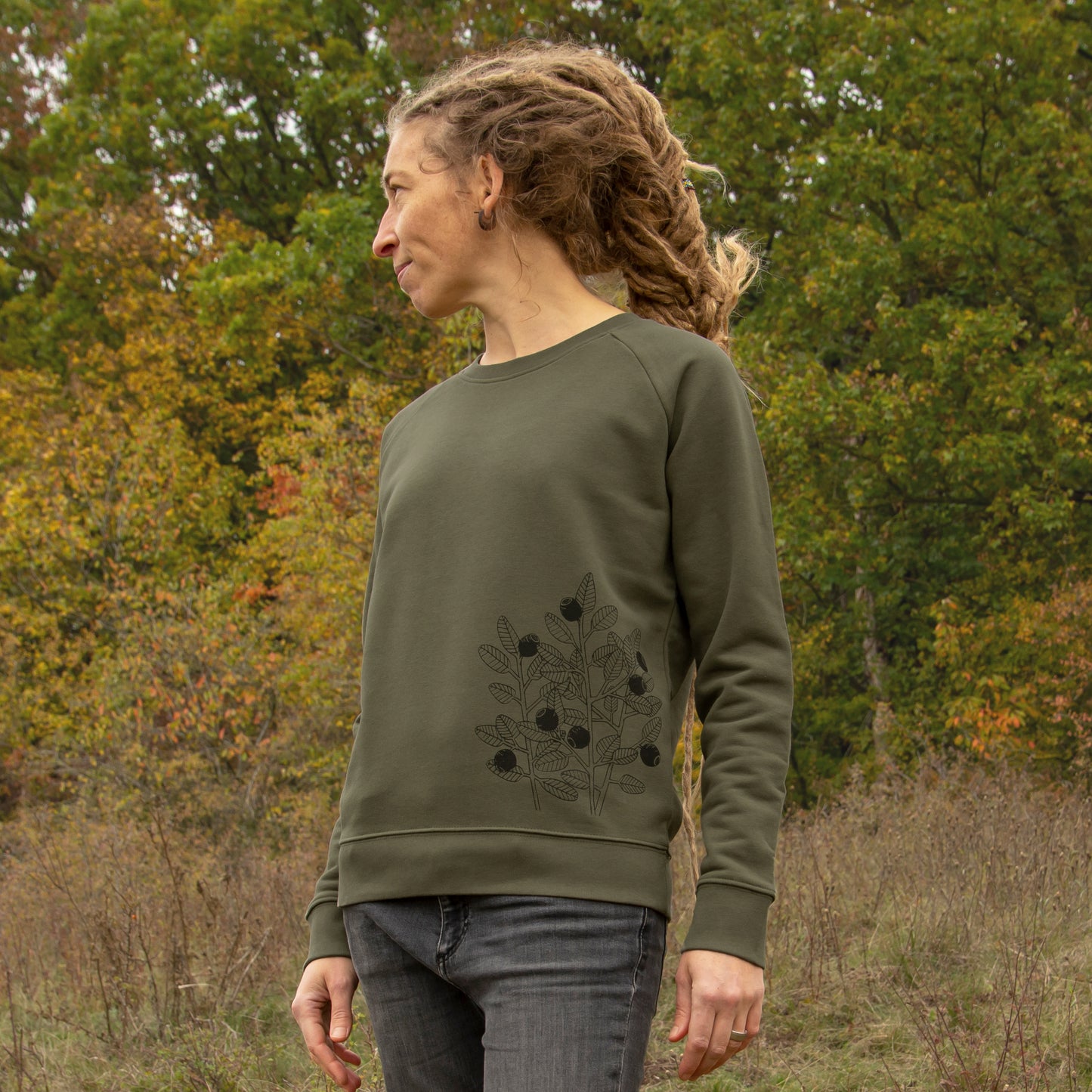 Blaubeer Pulli in Khaki M-XL