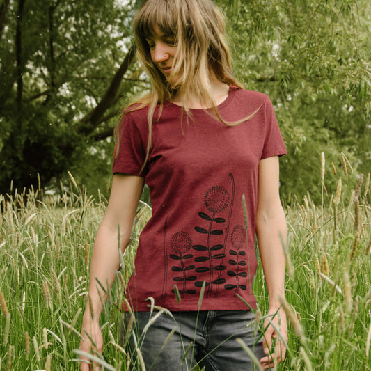 Waldblumen T-Shirt in heather neppy burgundy S, M