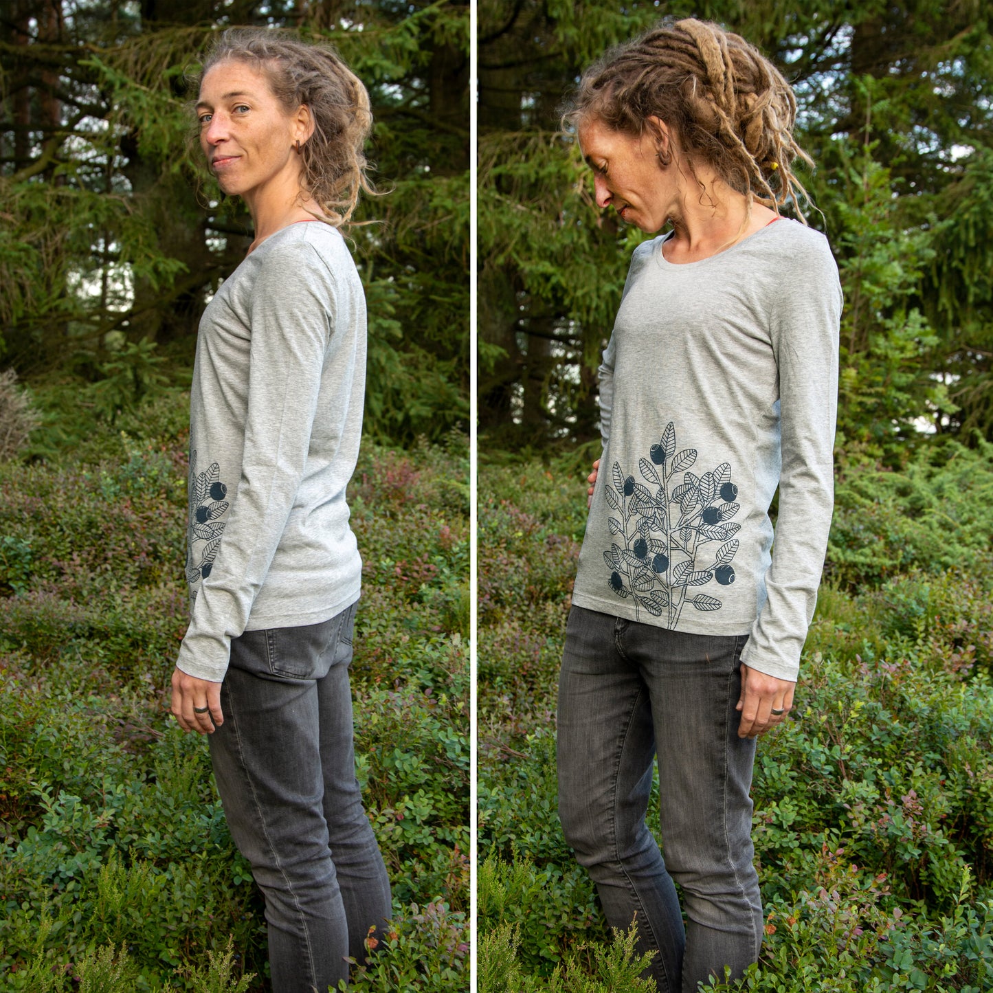 Blaubeer Langarmshirt in heather grey