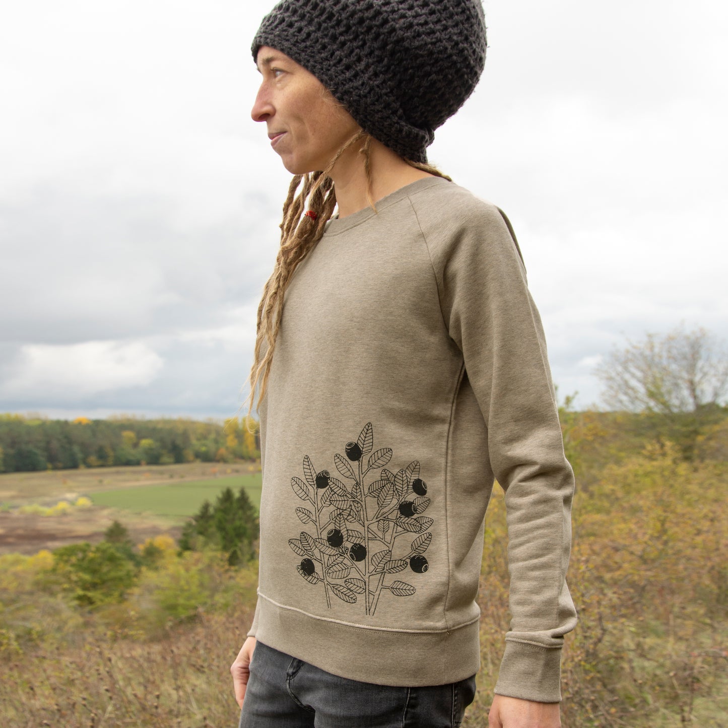 Blaubeer Pulli in heather sand M