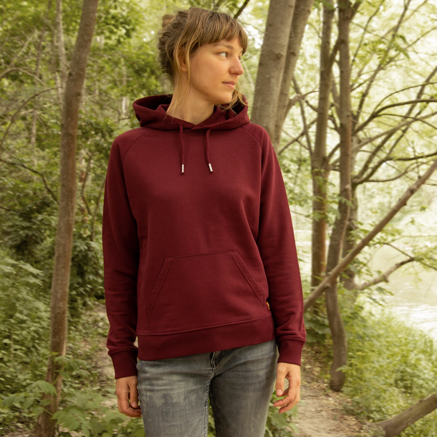 damen kapuzenpulli weinrot
