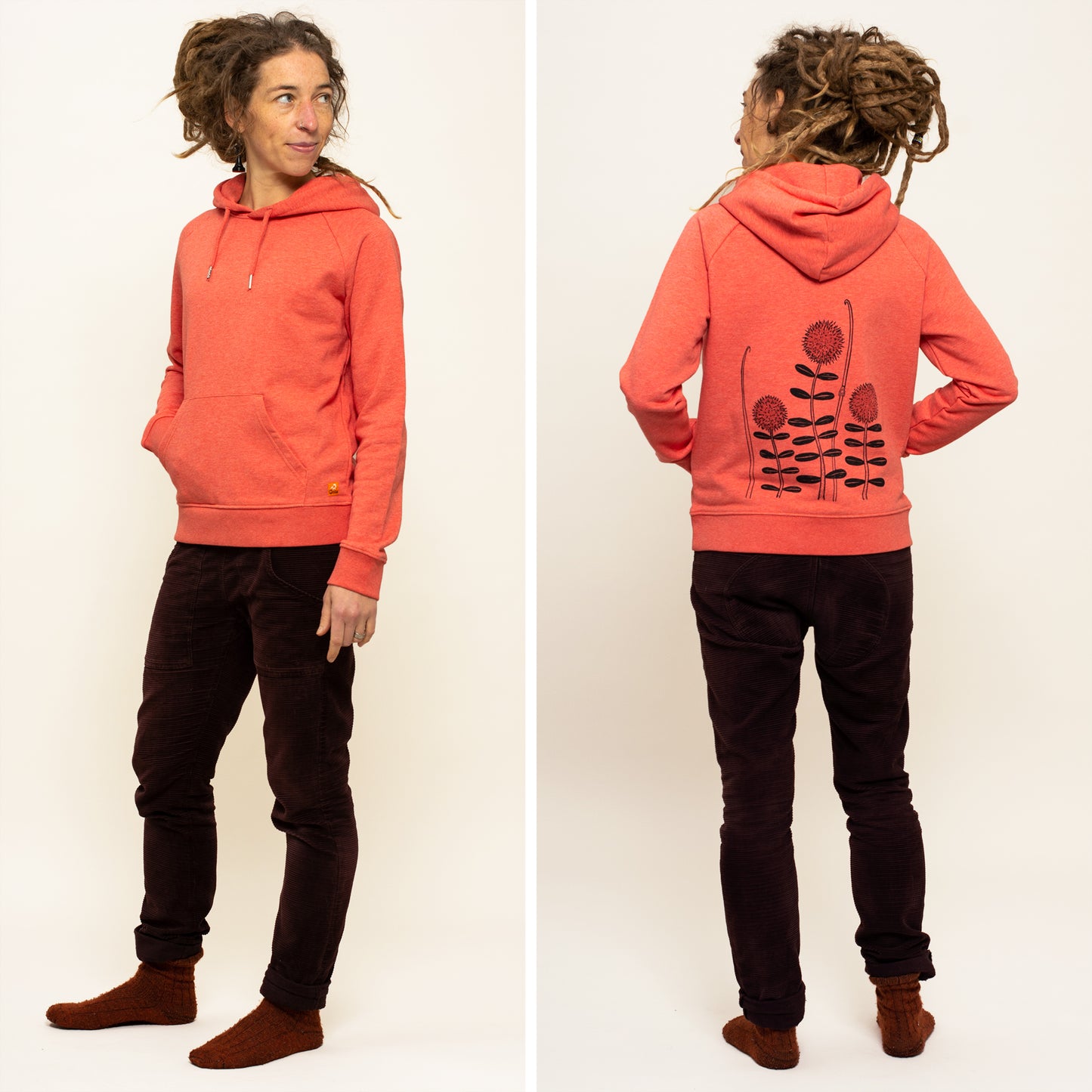 Waldblumen Hoodie in mid heather red L