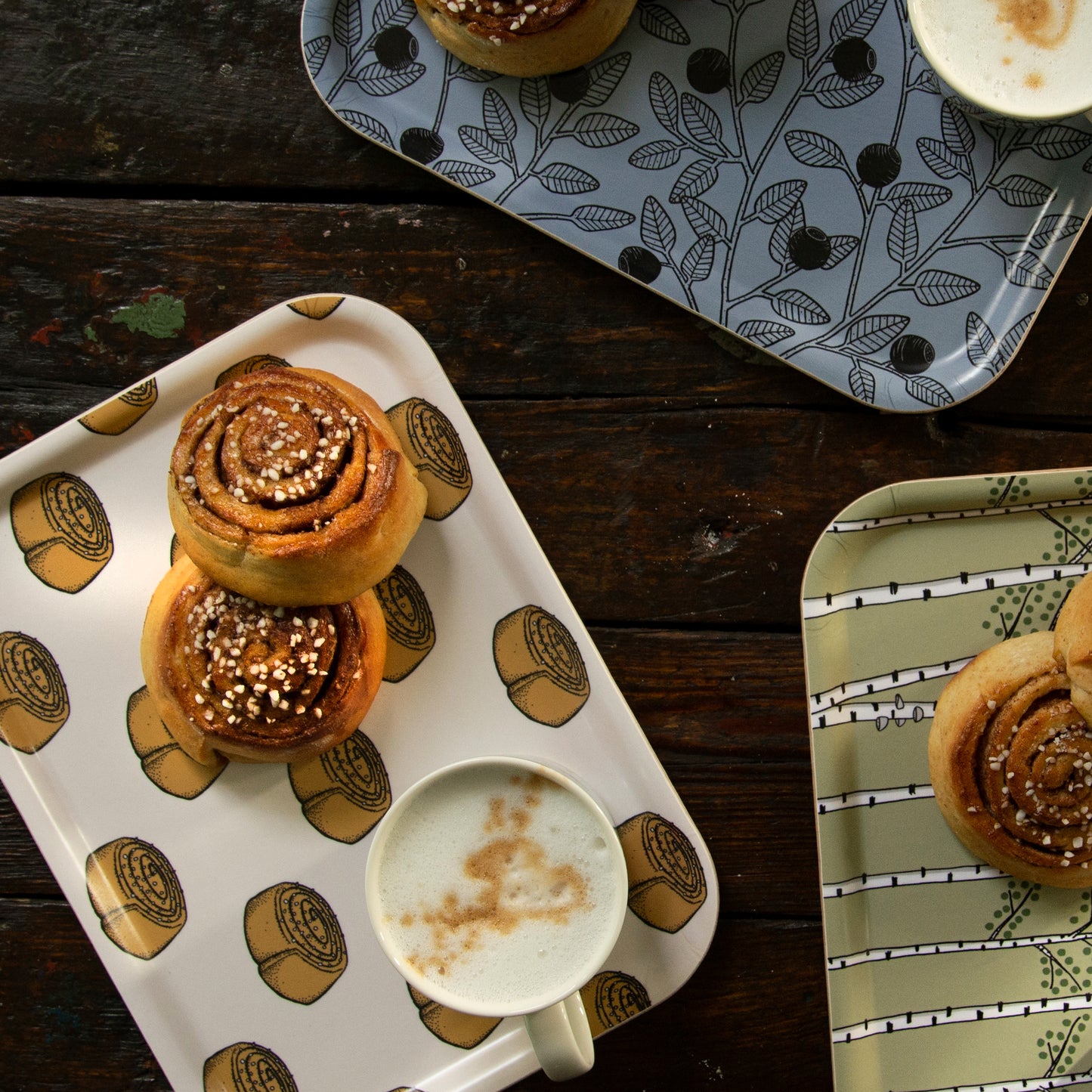 Zimtschnecke, kleines Tablett 27x20cm