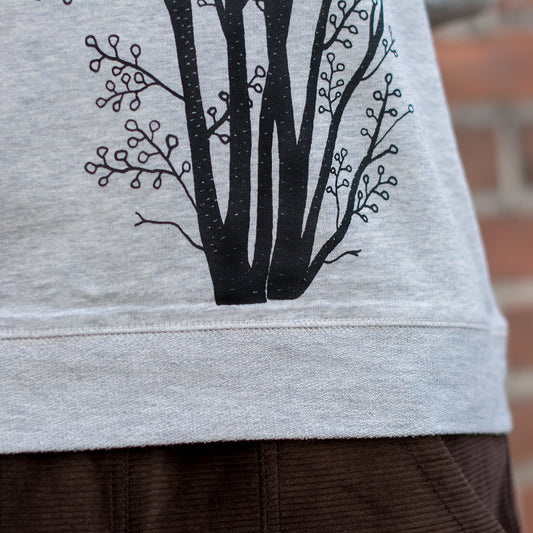 leichter Pulli Erle mit Elster heather grey S