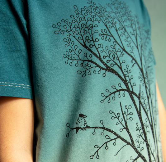 Erle mit Elster T-Shirt mit blauem Farbverlauf 110-140