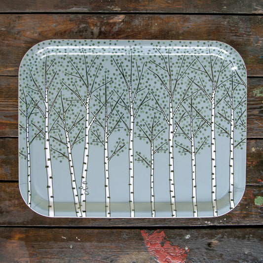 Birken, Tablett blau 36x28cm
