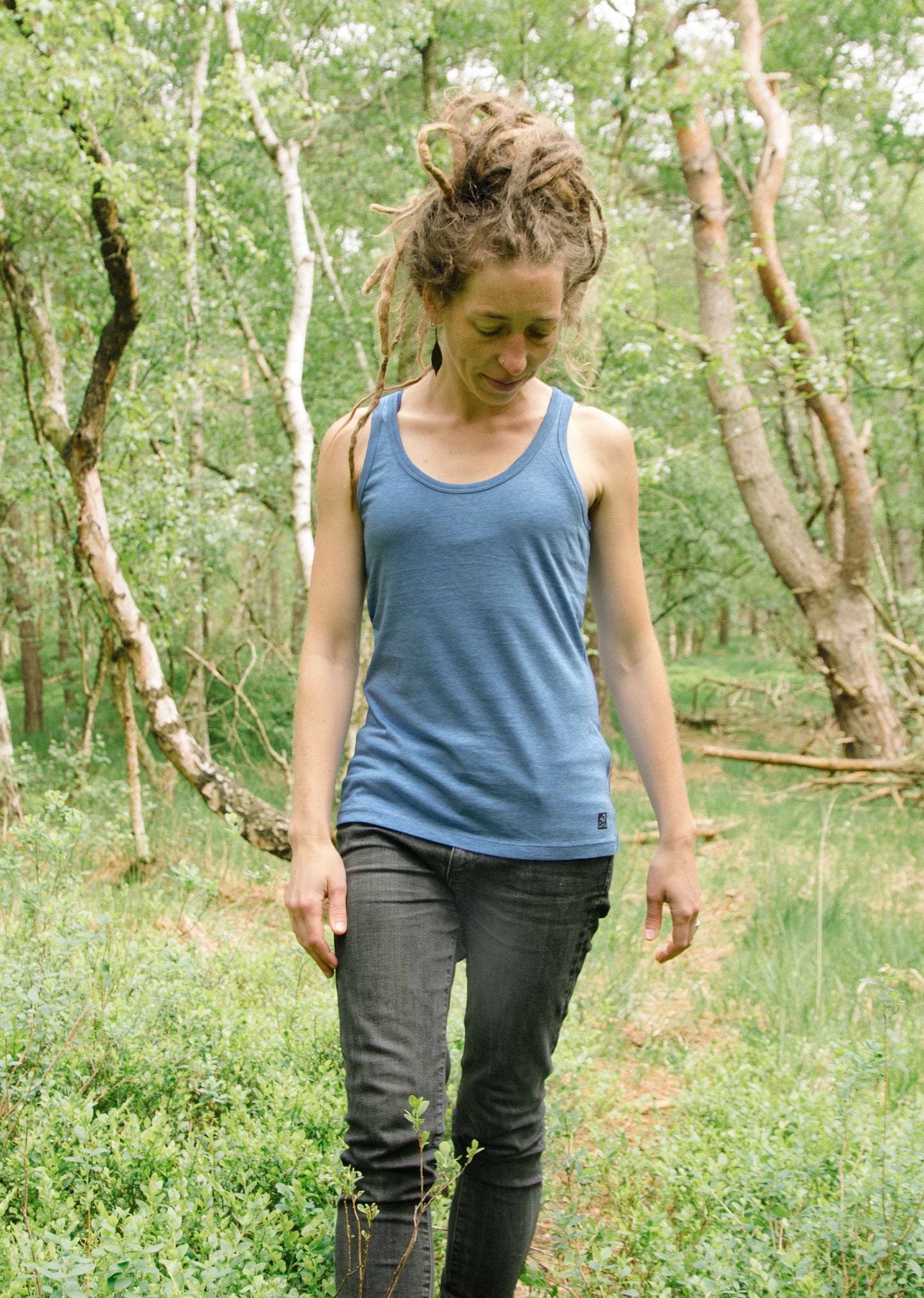 Blaubeer Tank-Top in mid heather blue XL