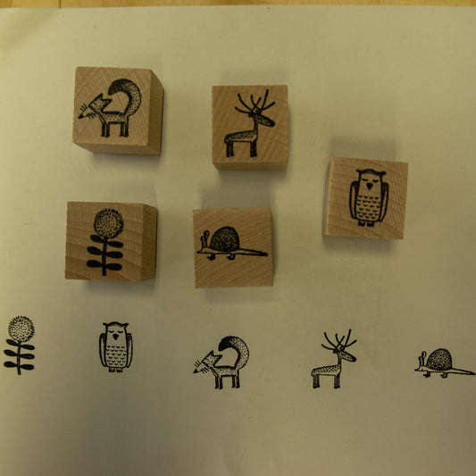 B-Ware Stempel 5er-Set aus Buchenholz