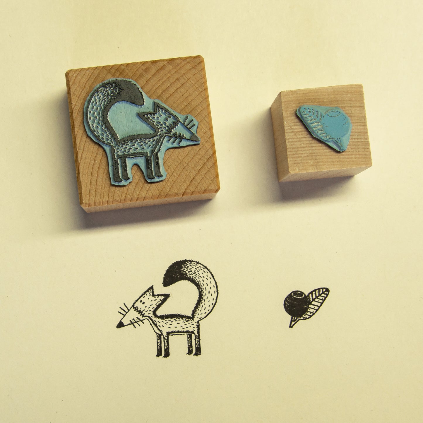 B-Ware Stempel 2er-Set aus Buchenholz Franzi Fuchs & Blaubeere
