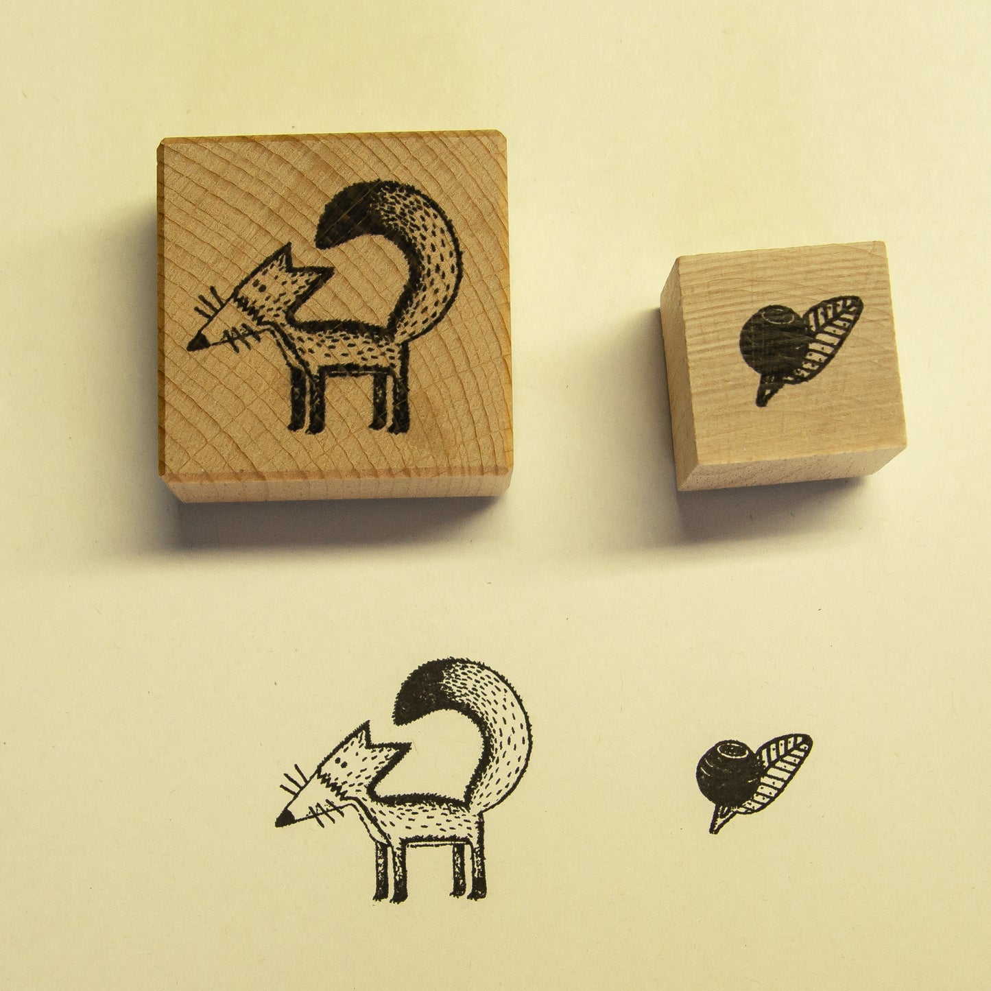 B-Ware Stempel 2er-Set aus Buchenholz Franzi Fuchs & Blaubeere