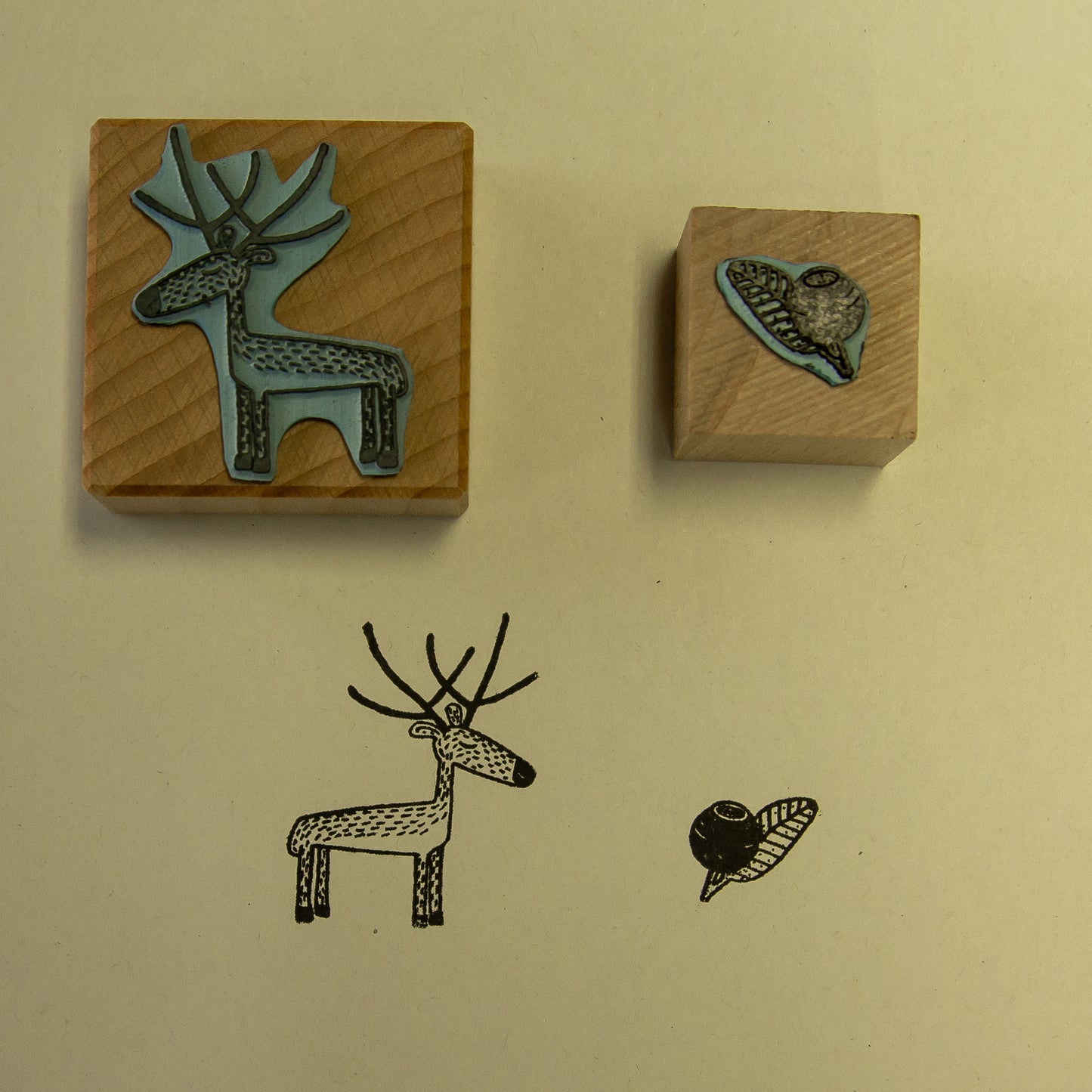 B-Ware Stempel 2er-Set aus Buchenholz Ren & Blaubeere