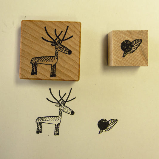 B-Ware Stempel 2er-Set aus Buchenholz Ren & Blaubeere