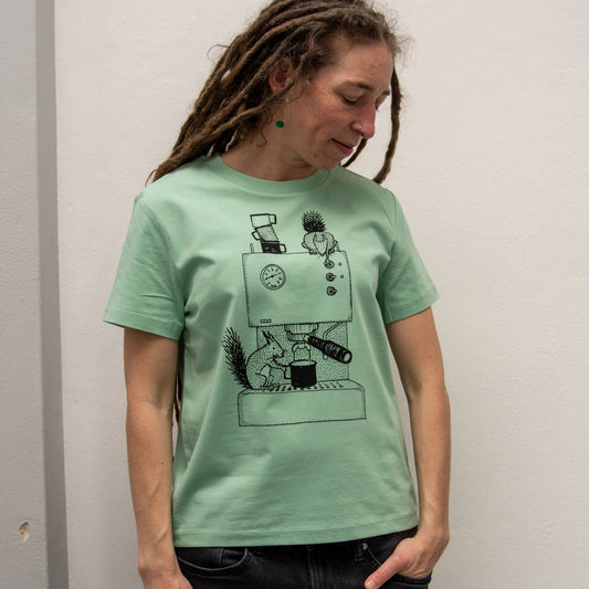 unikat Kaffeehörnchen T-Shirt in misty jade S, M