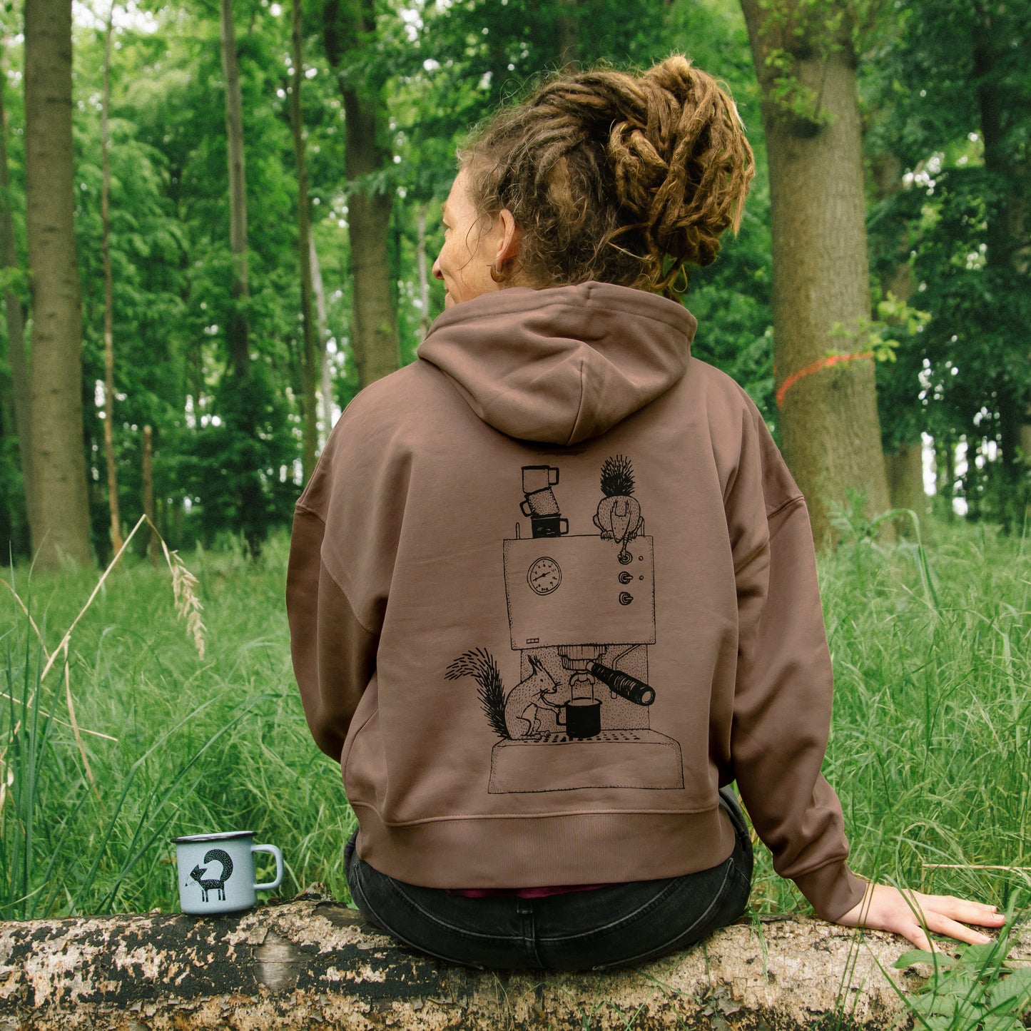 Kaffee-Hörnchen Hoodie in mocha XS-XXL