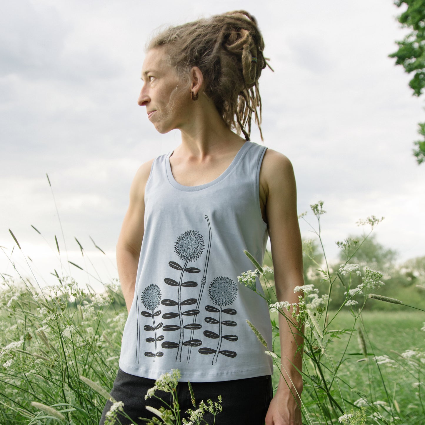 Waldblumen Tank-Top in serene blue XS-XXL