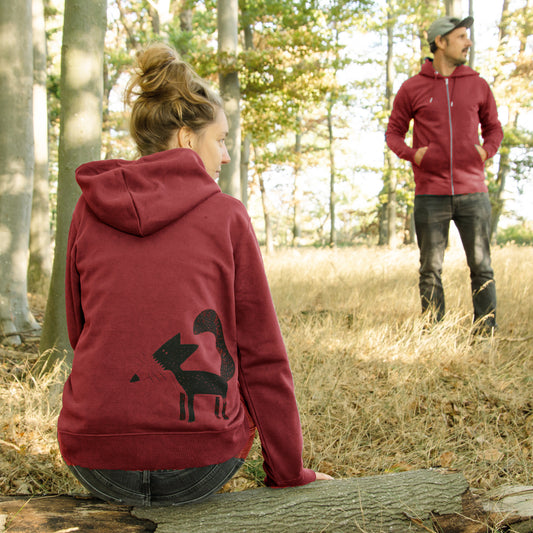 Franzi Fuchs Kapuzenjacke unisex in burgundy XXS-XXL