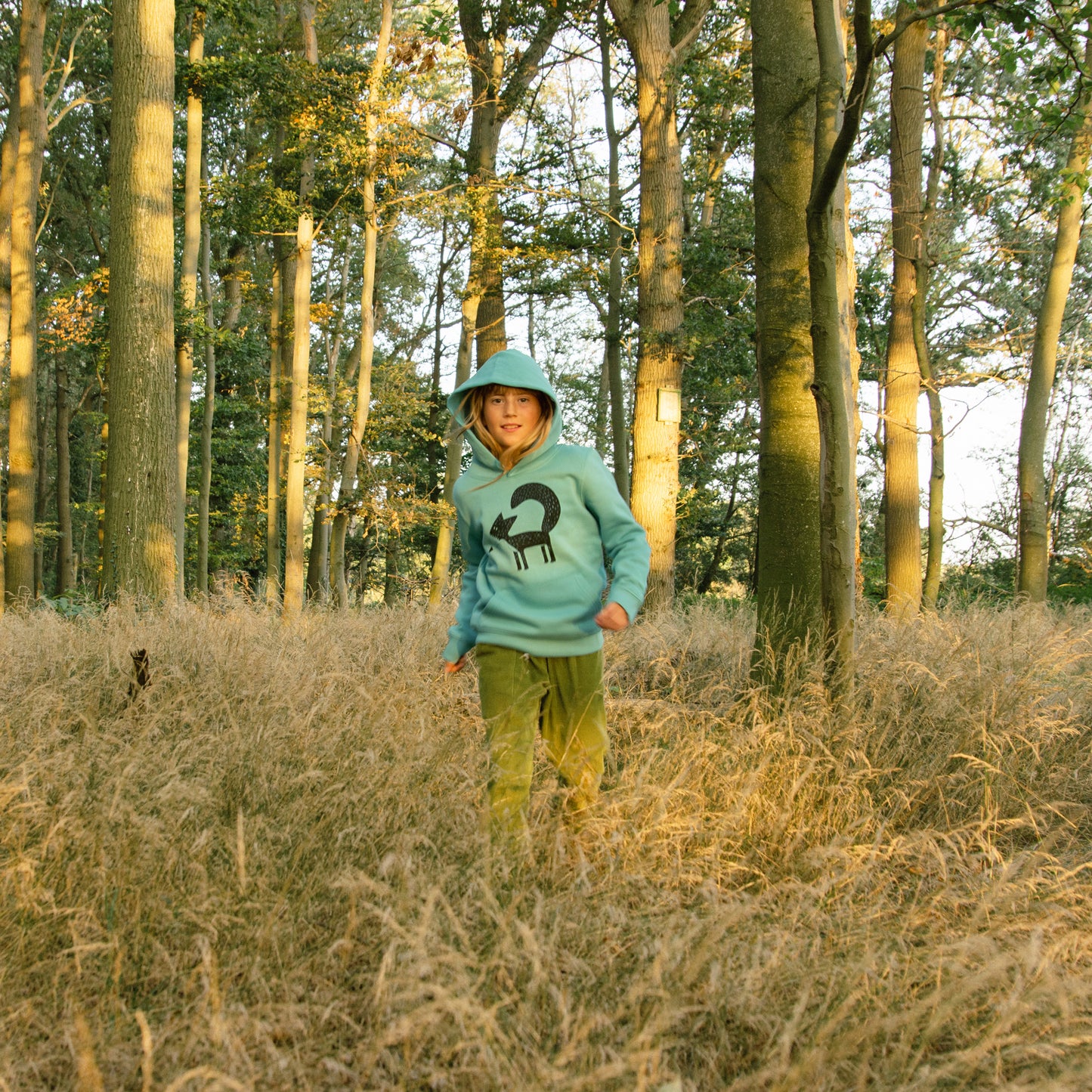 B-Ware Franzi Fuchs hoodie in teal monstera 134/140