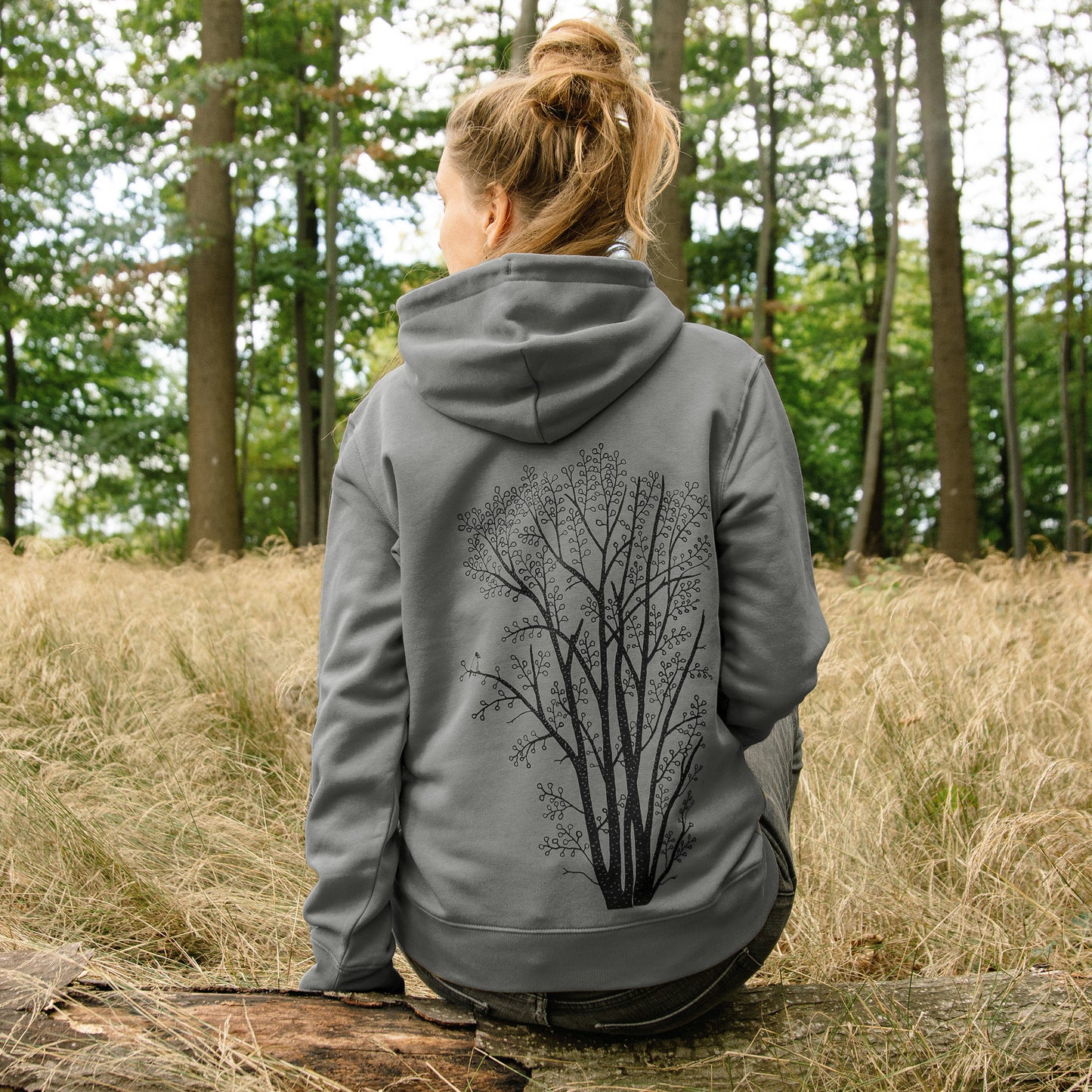 Erle mit Elster Kapuzenjacke unisex in anthracite XXS-XXL