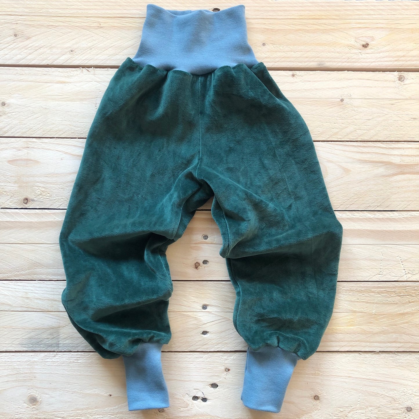 Kinder Nickihose in bottle green /dusty blue 92