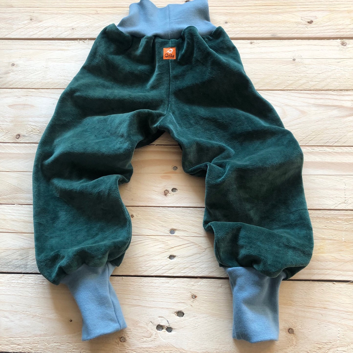 Kinder Nickihose in bottle green /dusty blue 92