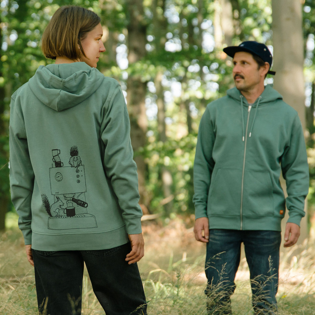 Kaffeehörnchen Kapuzenjacke unisex in gren bay XXS-XXL