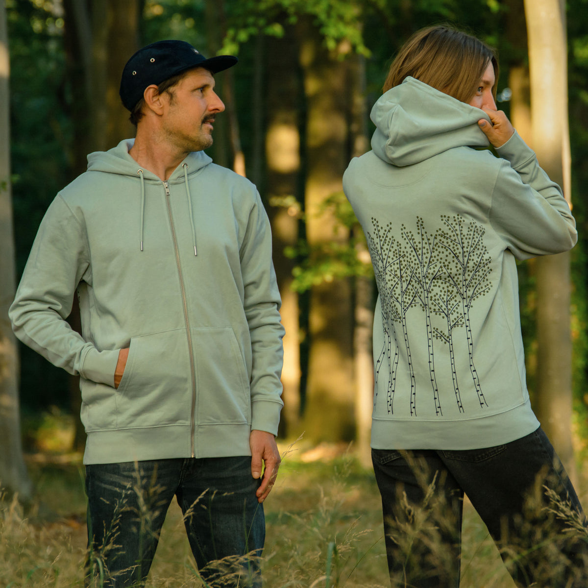 Birken Kapuzenjacke unisex in aloe XS-XXL